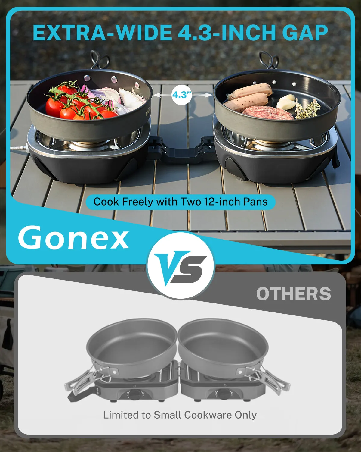 Gonex Double Burner fornello campeggio 2 fuochi