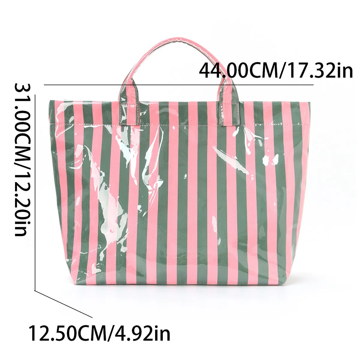 Narwey Striped borsa tote PVC 44 cm con scritta e chiusura