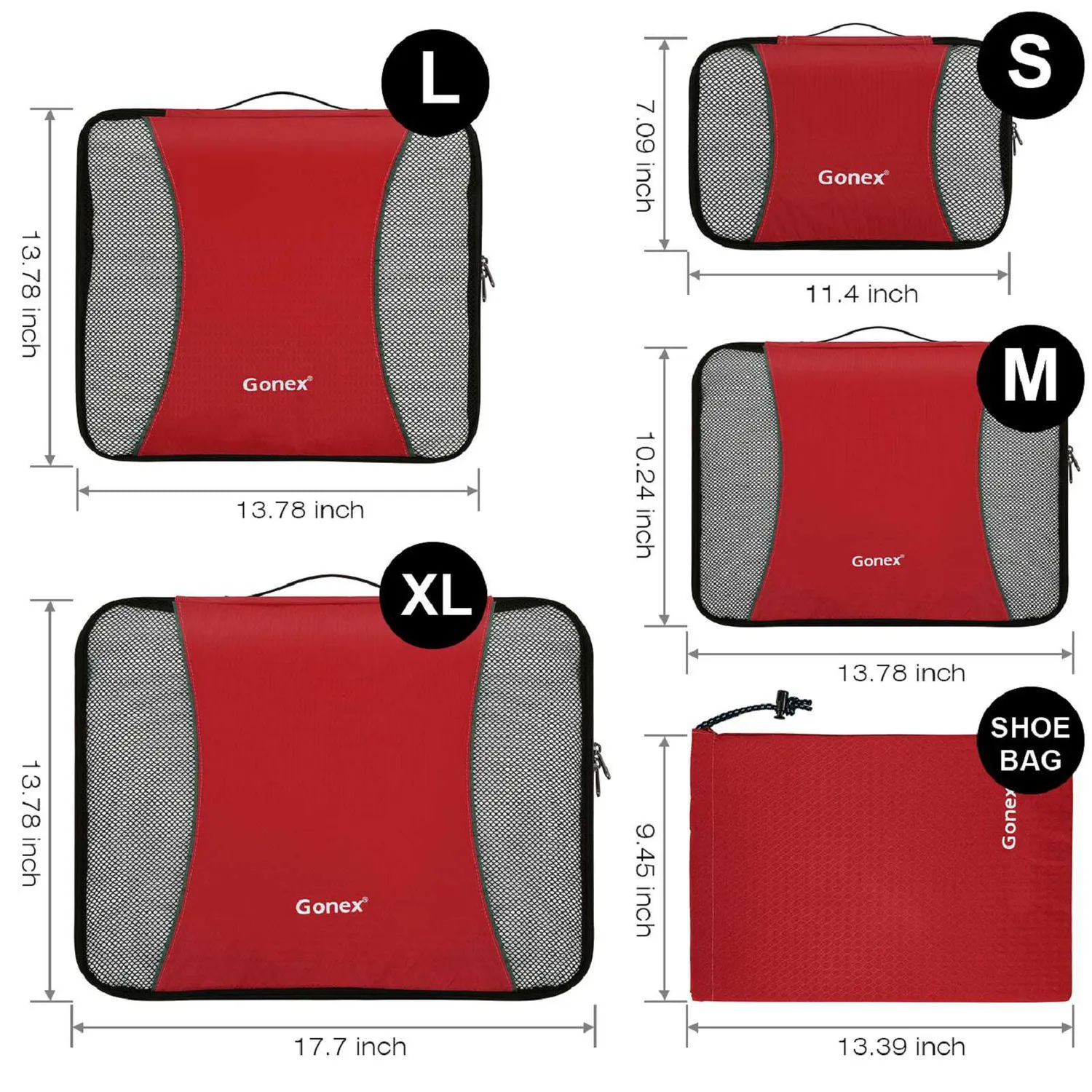 Gonex Luggage Organizers cubi valigia