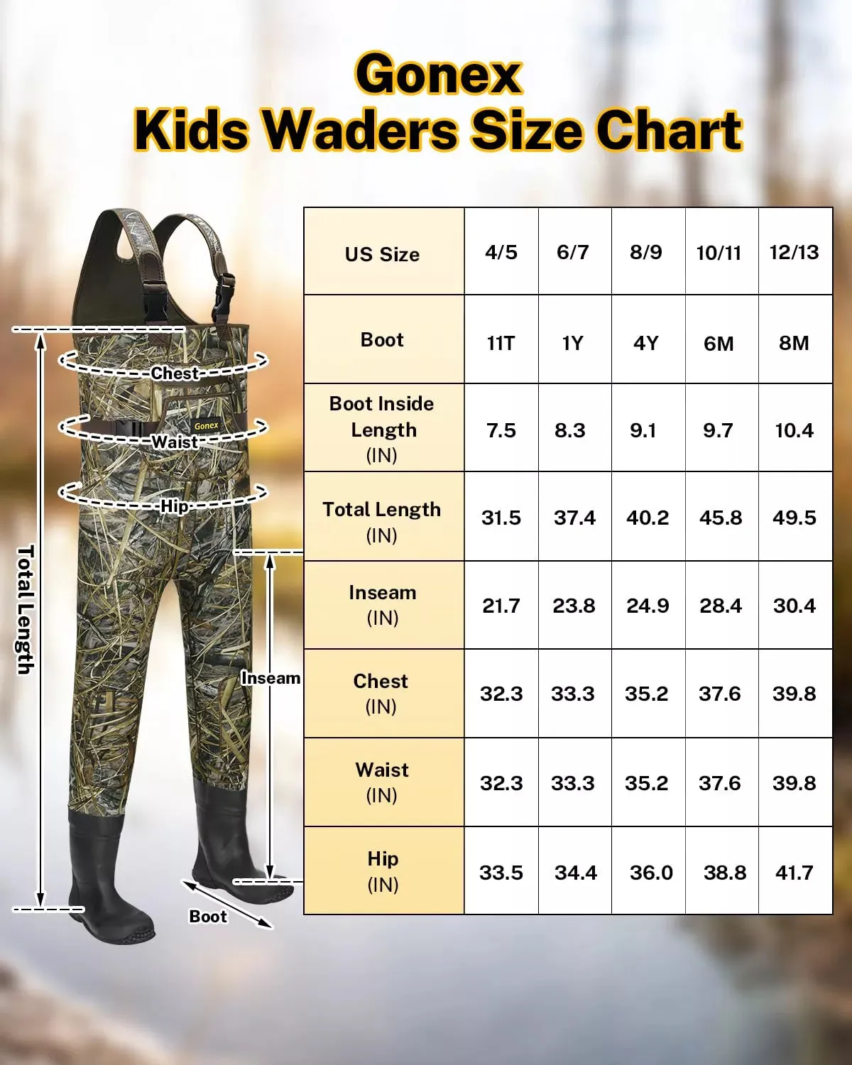 Gonex waders pesca bambini neoprene 4 mm