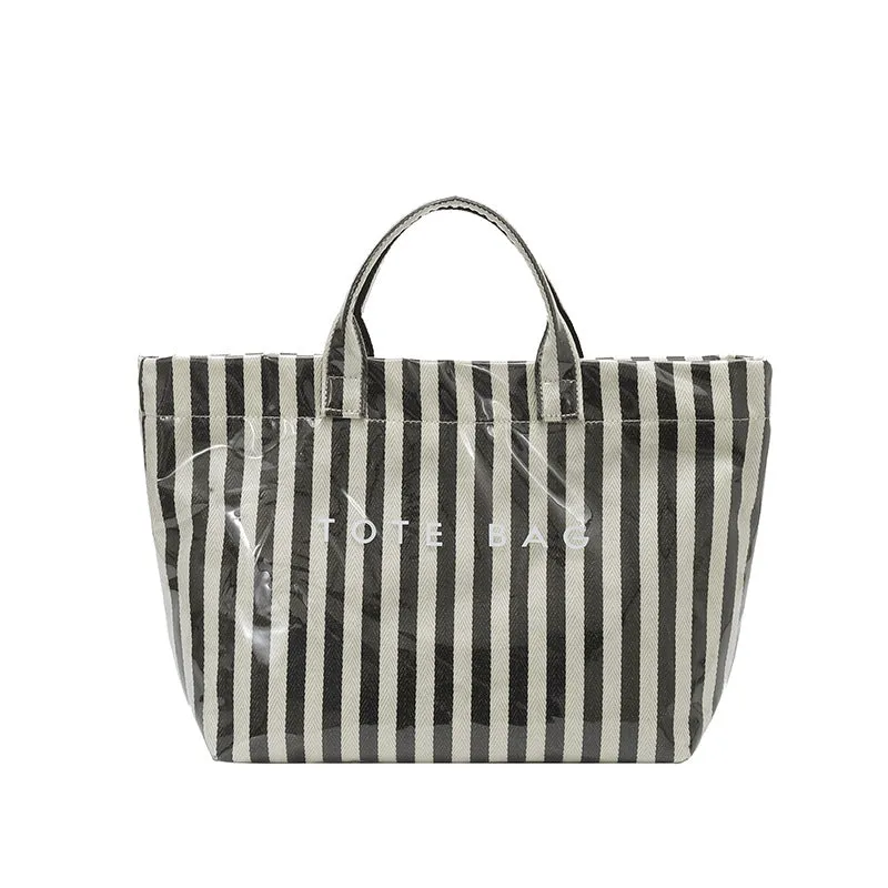 Narwey borsa tote PVC a righe grande