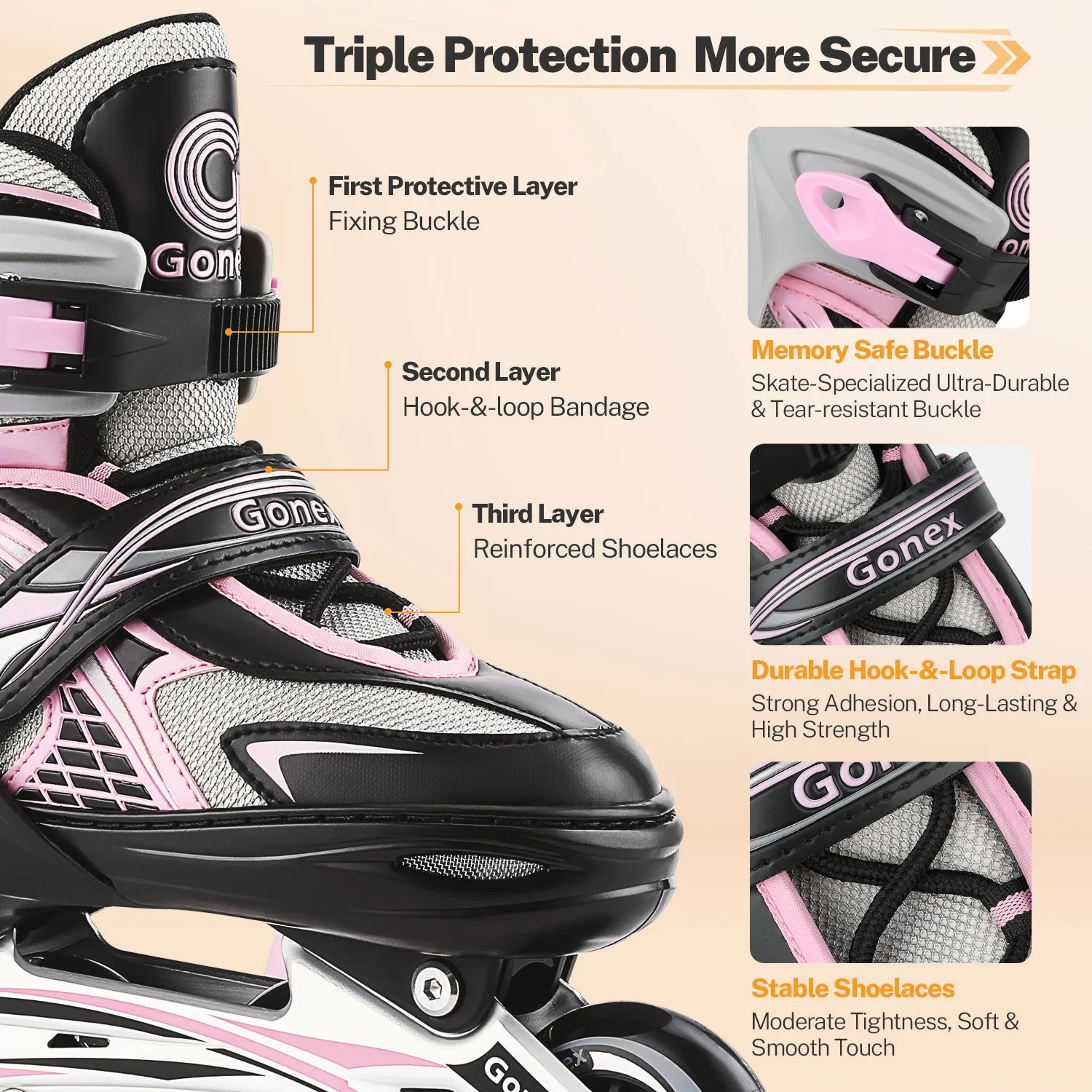 Gonex Inline Skates pattini in linea bambini