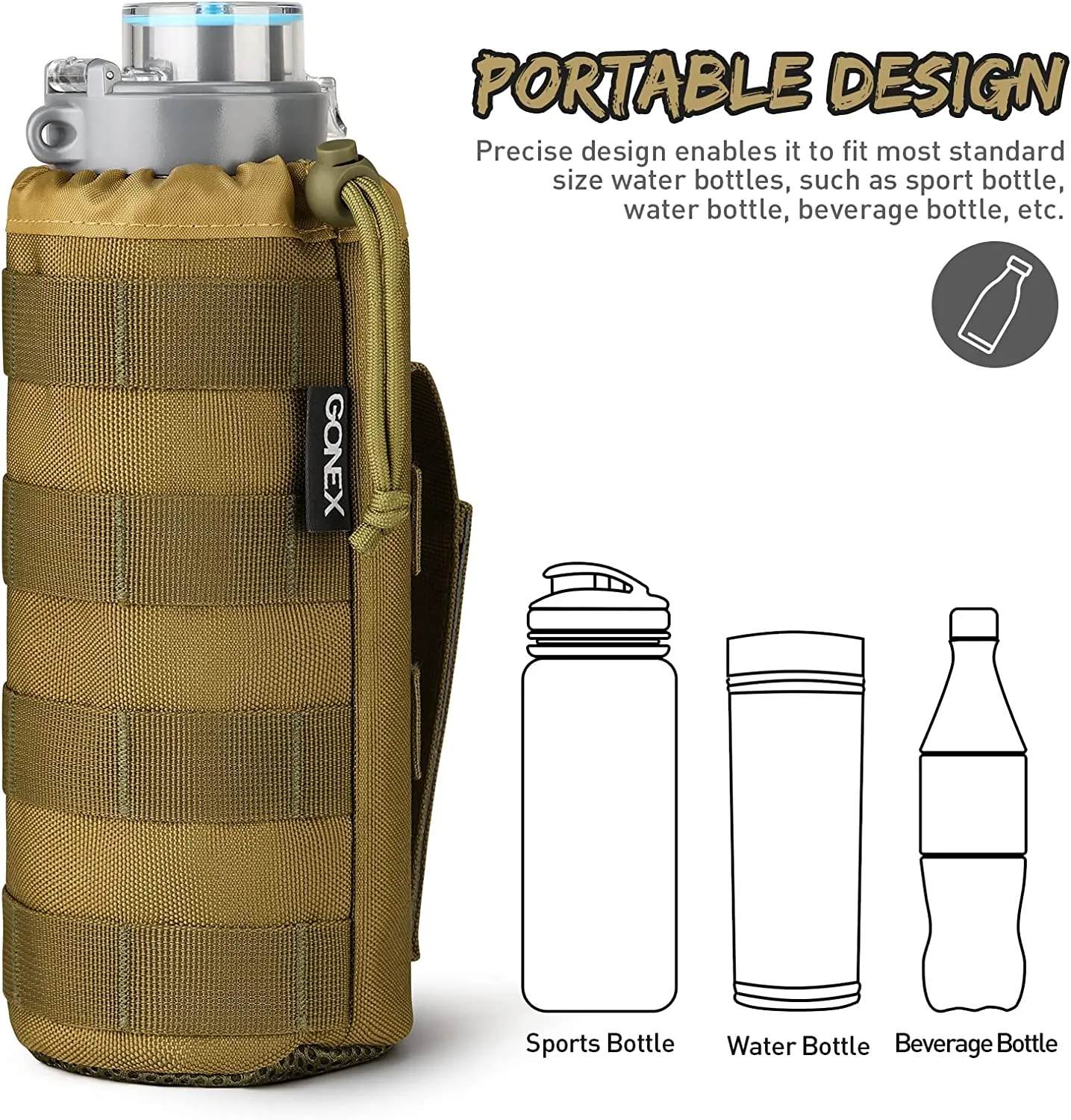 Gonex Drawstring Military MOLLE porta borraccia