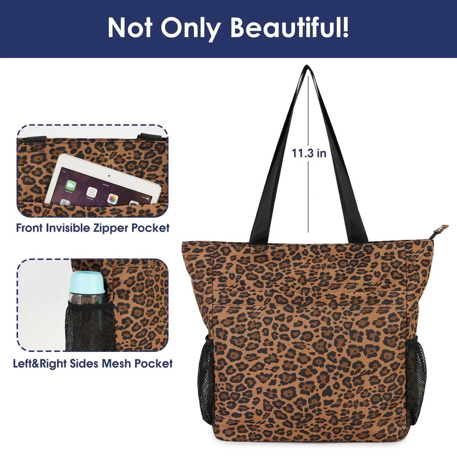 Narwey Leopard borsa mare tote 15 L 34 cm 7 tasche