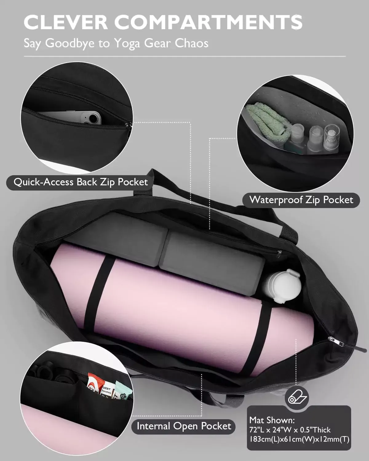 Gonex Borsa per Tappetino Yoga XL in Tela