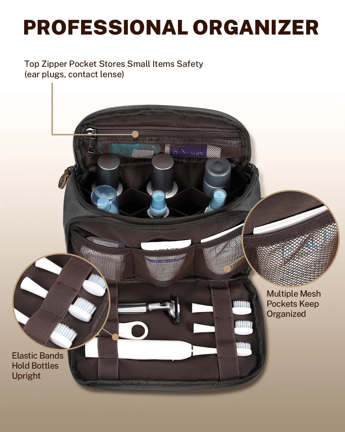 Gonex Travel Toiletry Bag beauty case uomo