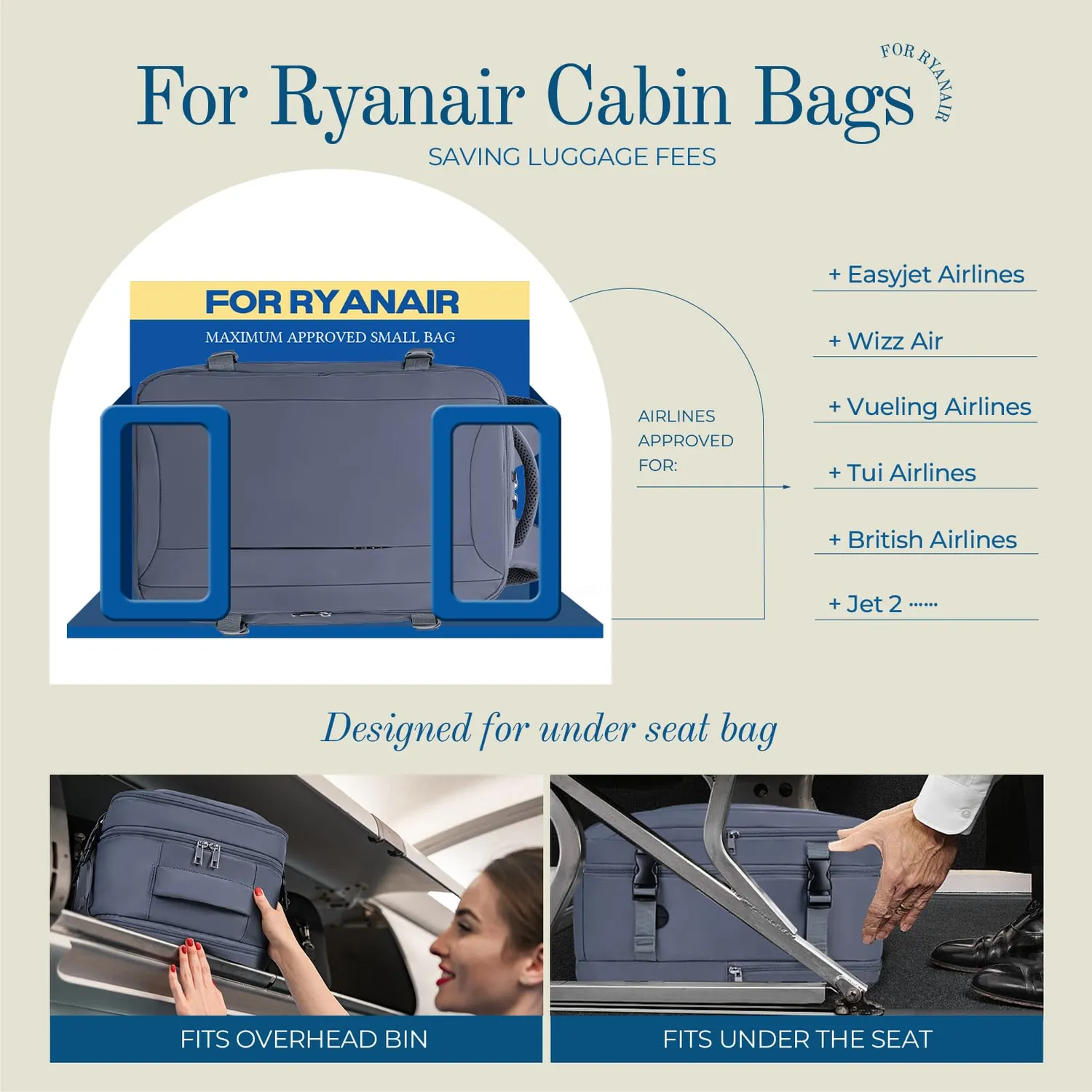 Lossga 40x20x25 zaino bagaglio a mano Ryanair