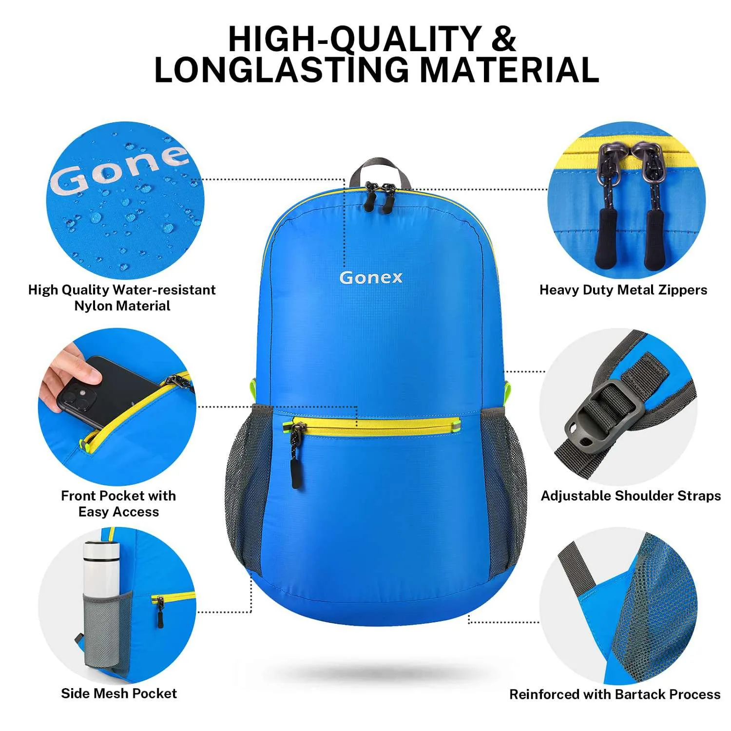Gonex Zaino Pieghevole 20L leggero trekking viaggio
