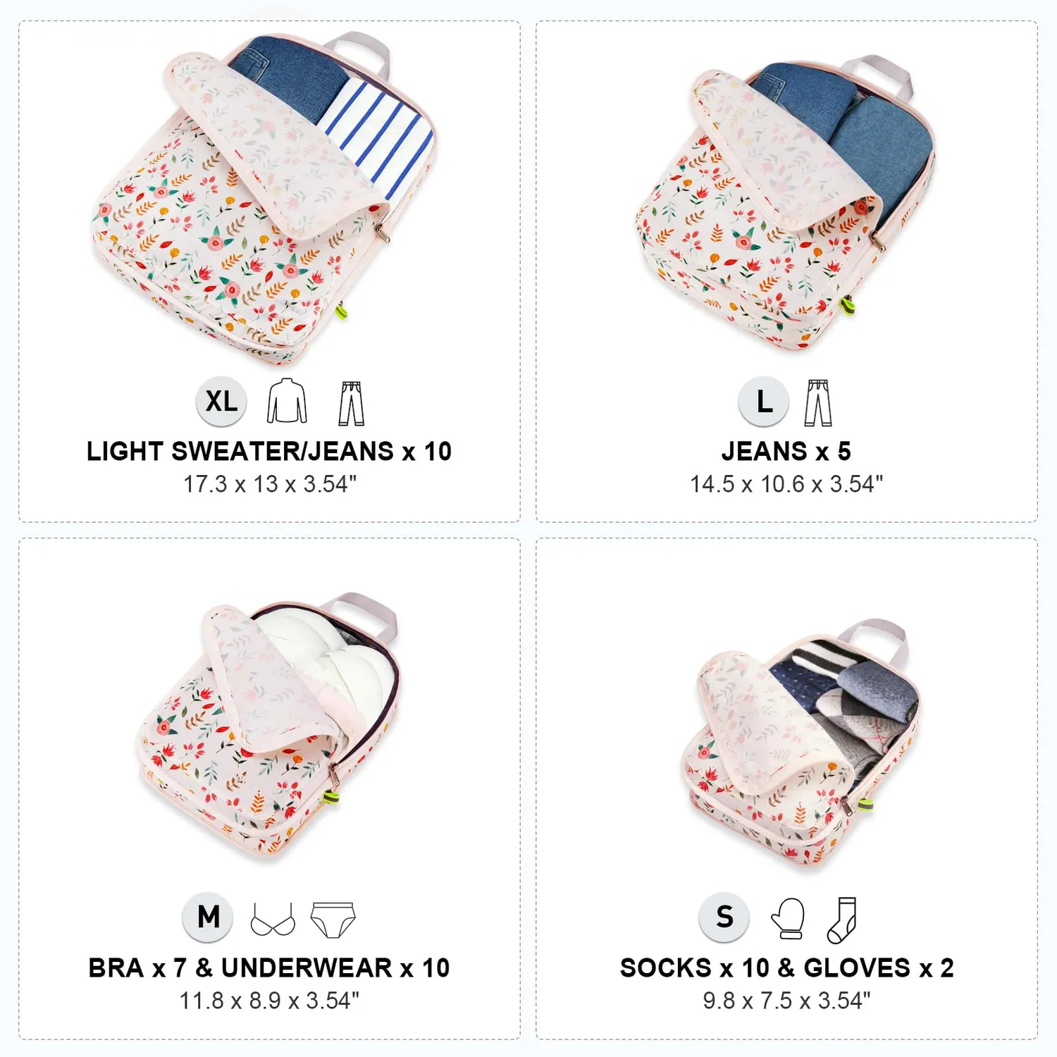 Gonex Set 4 Packing Cubes a Compressione