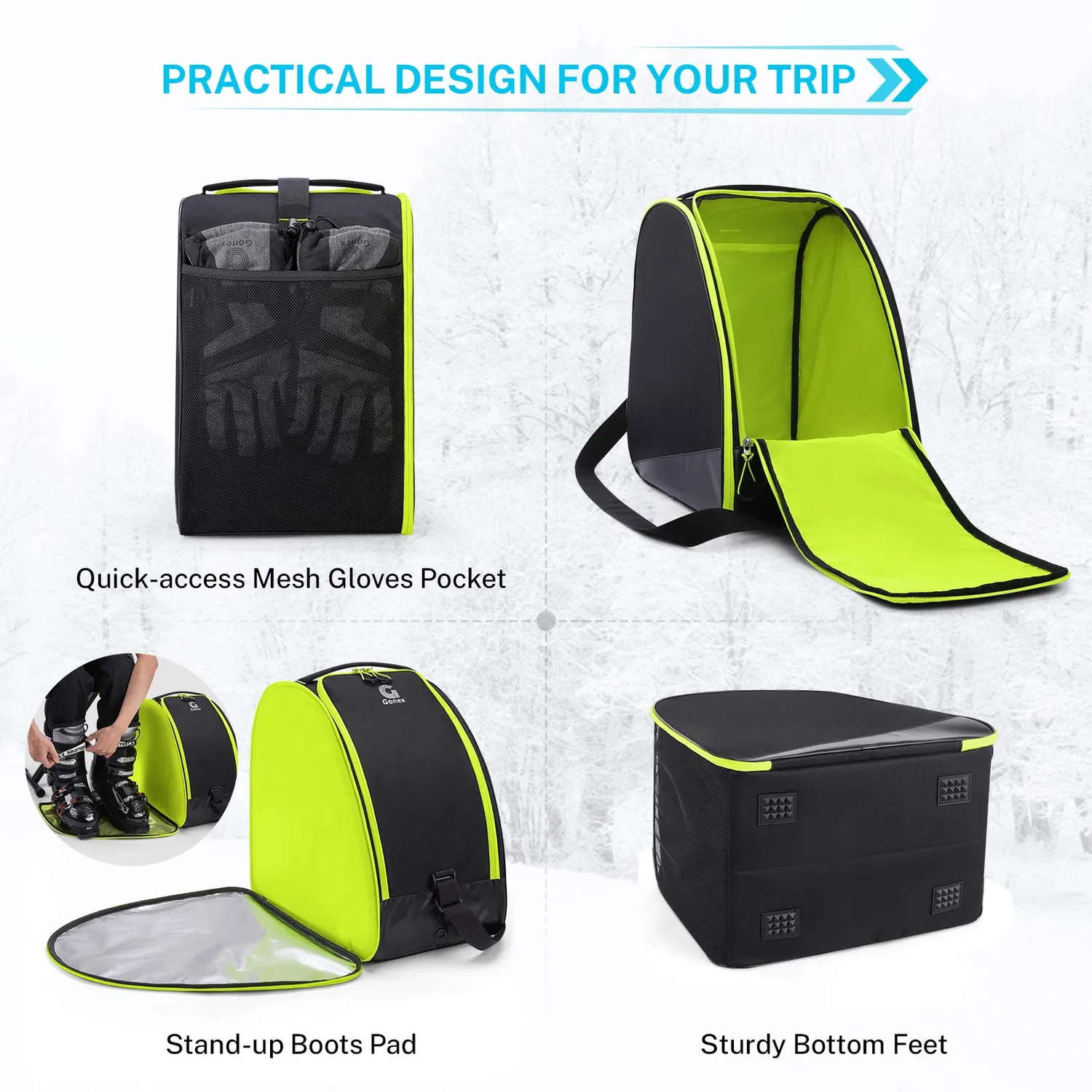 Gonex Padded Ski Bag and Boot Bag Combo borsa sci imbottita