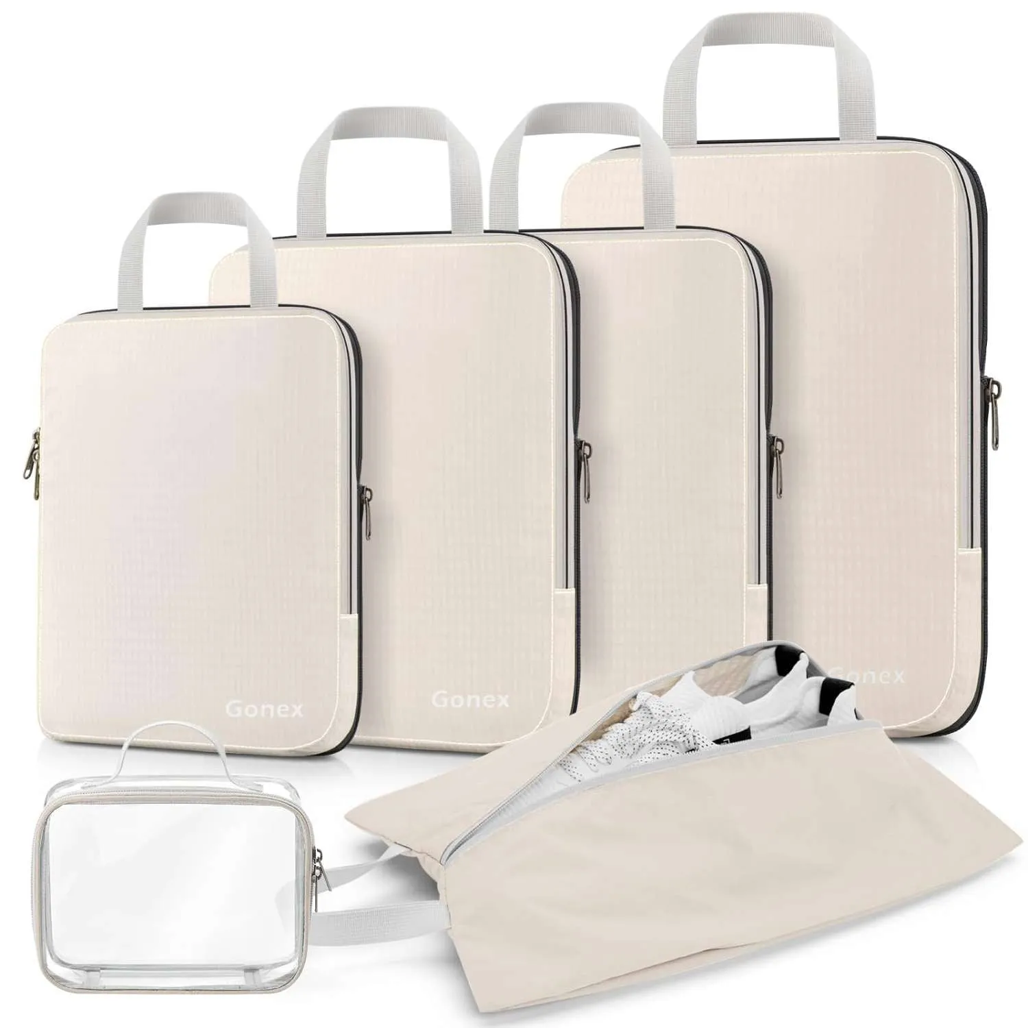 Gonex set packing cubes compressione con beauty case