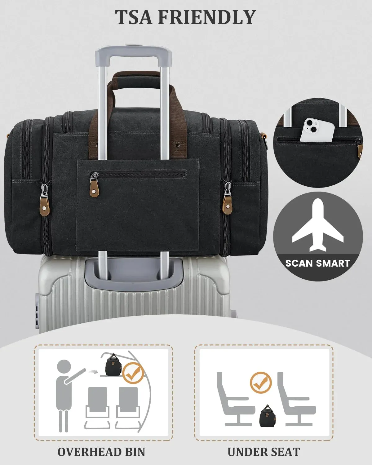 Gonex Canvas 50L borsone viaggio espandibile