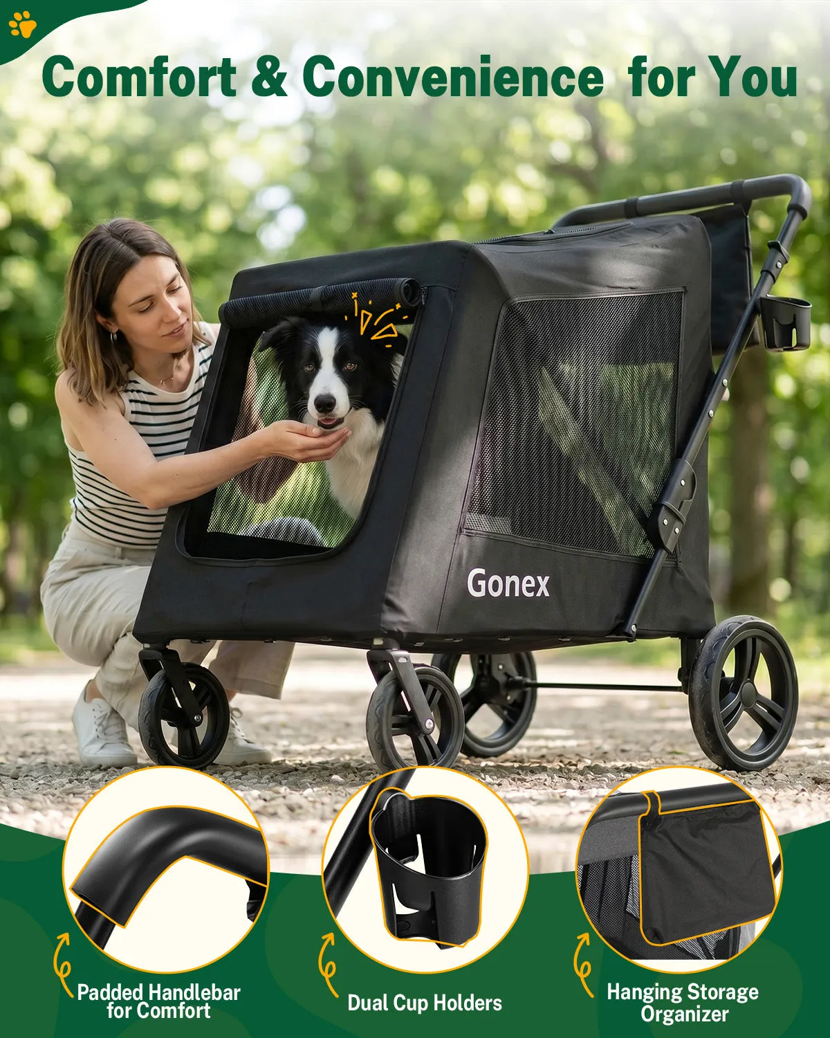 Gonex passeggino cani grandi telaio acciaio