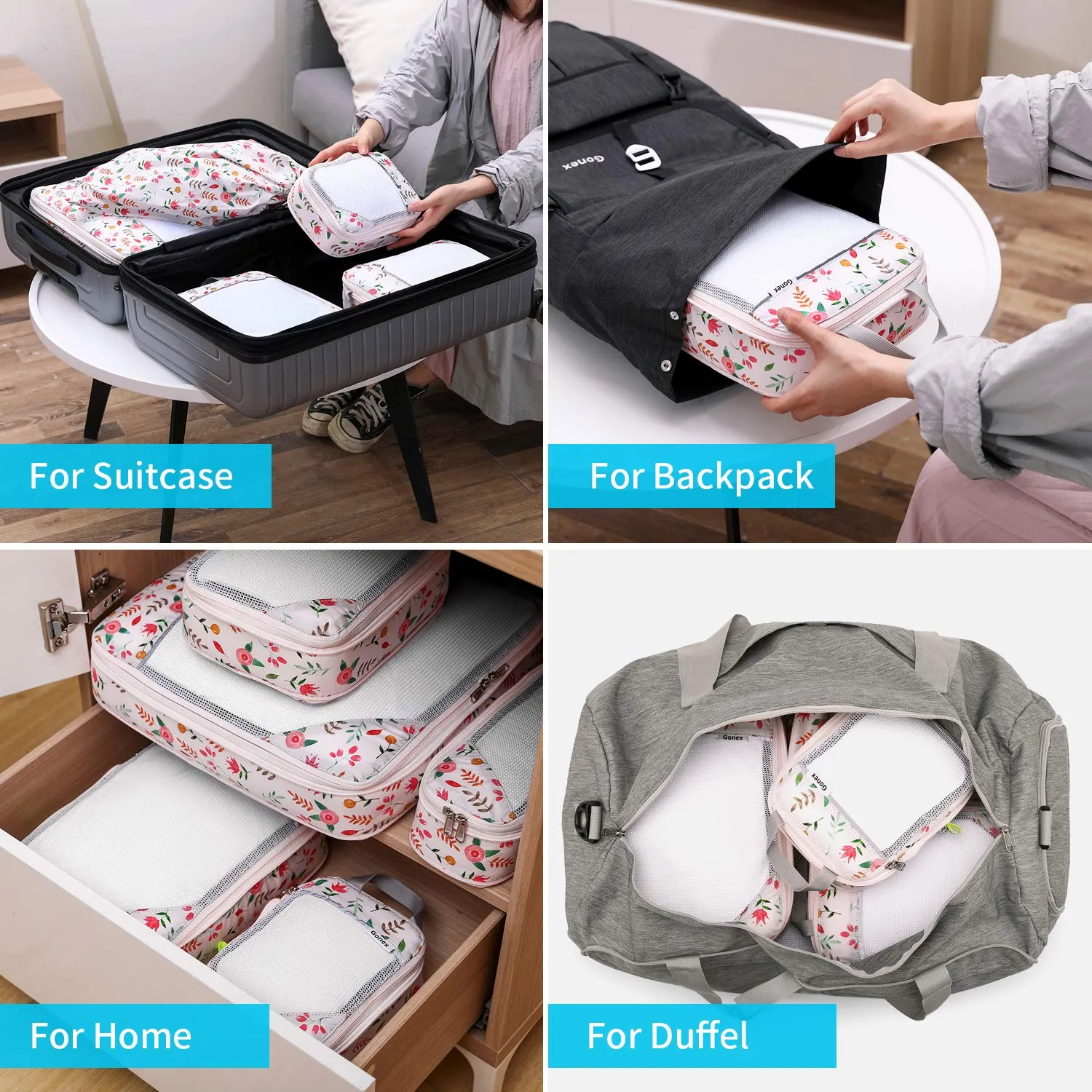 Gonex Floral cubi porta abiti a compressione