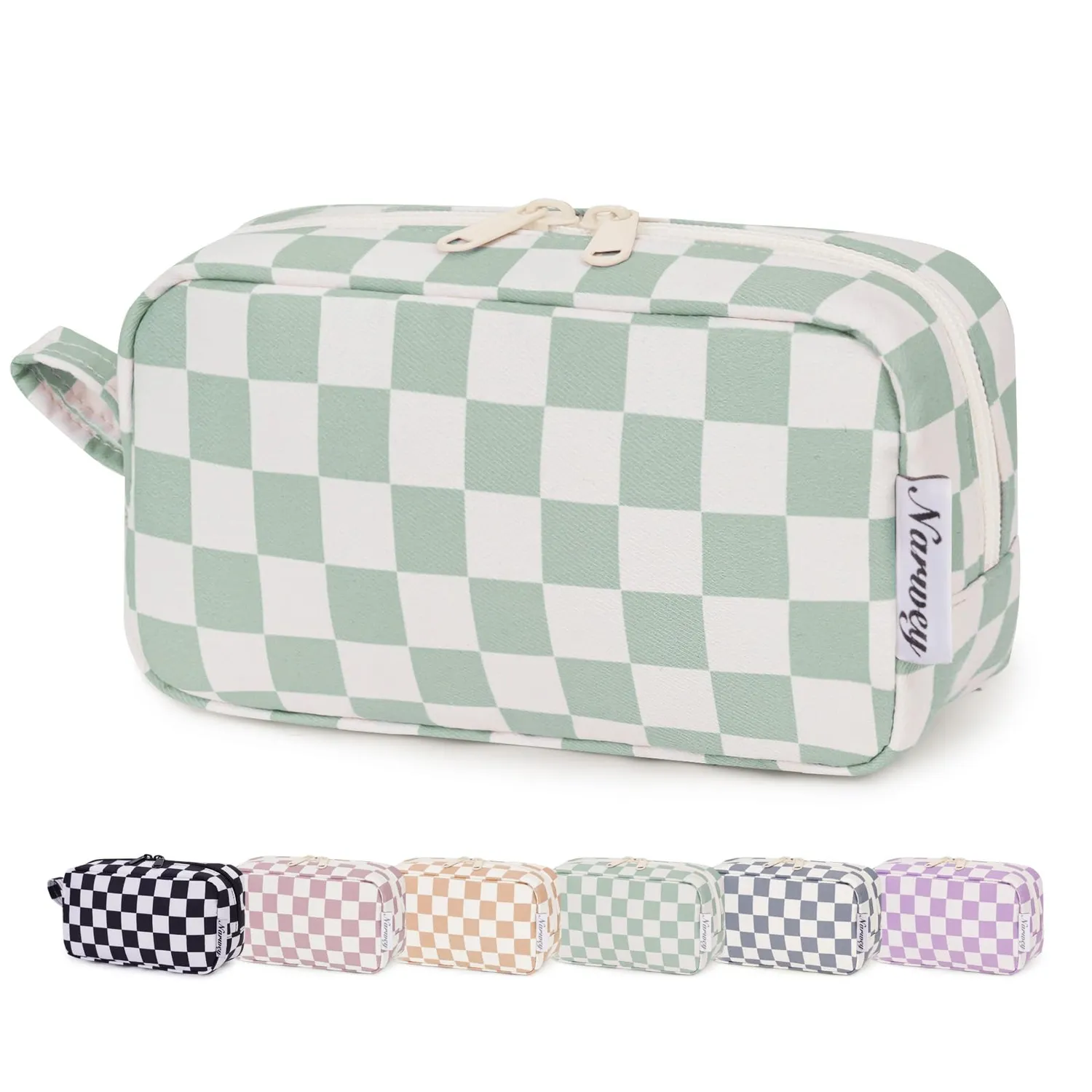 Narwey Mini pochette trucco quadretti 17 cm con tasche