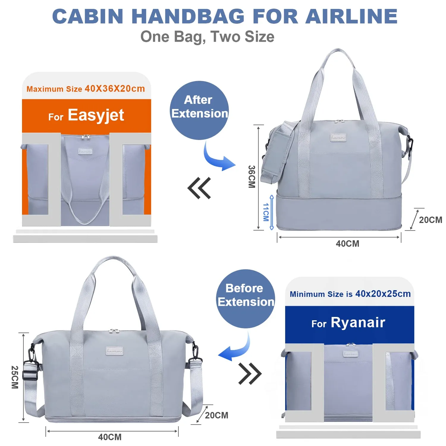 Lossga Zaino Bagaglio a Mano 40x20x25 Ryanair Nero