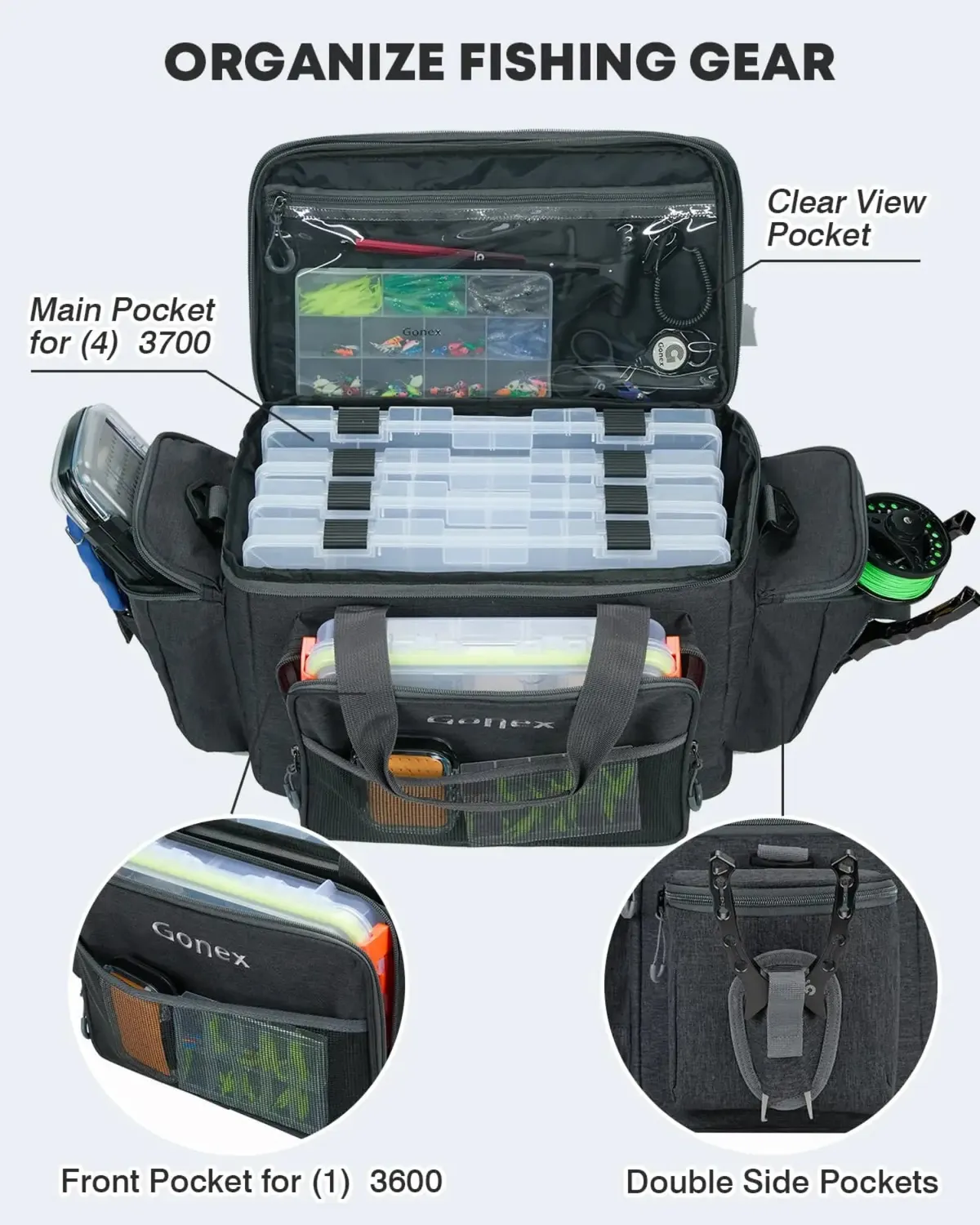 Gonex Borsa Pesca 8 Tasche Leggera