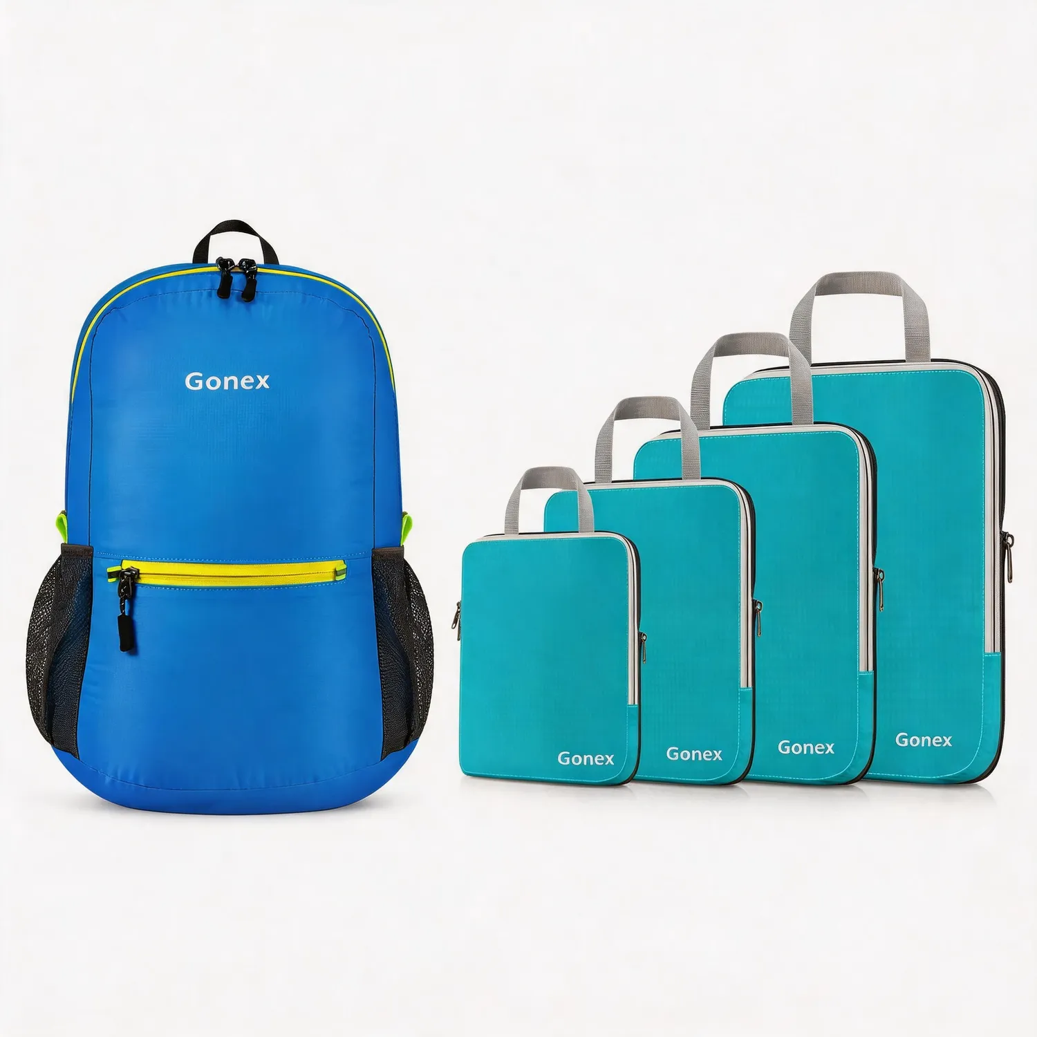 Gonex Lightweight Travel 2-Piece Set zaino pieghevole e packing cubes