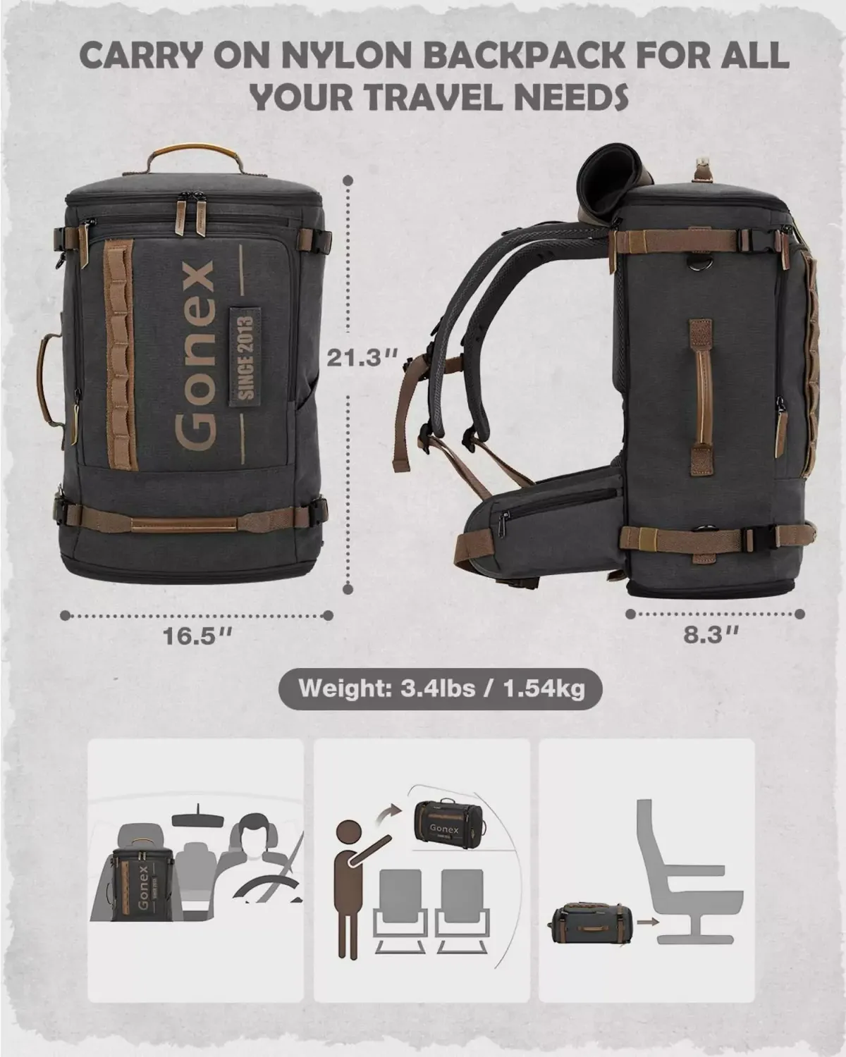 Gonex Canvas Velcro Patch zaino laptop tela