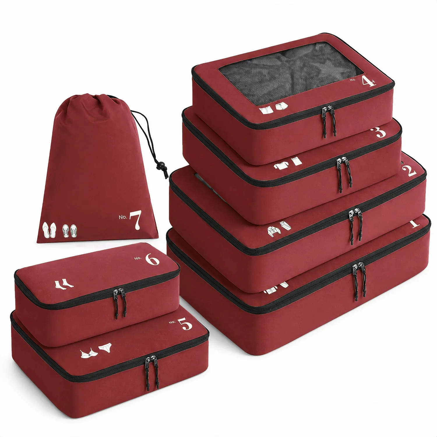 Narwey 7 Pcs Packing Cubes organizer valigia 7 pezzi