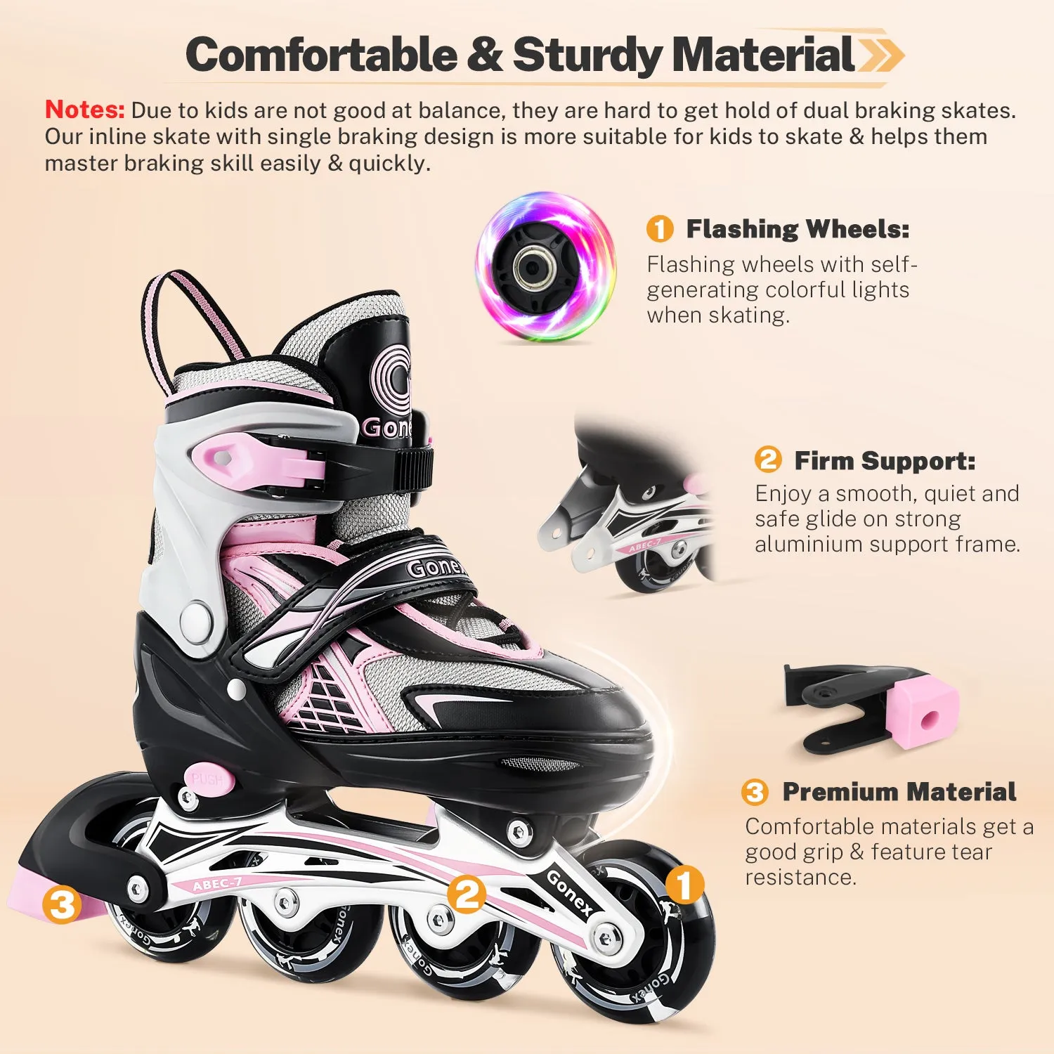 Gonex Inline Skates pattini in linea bambini