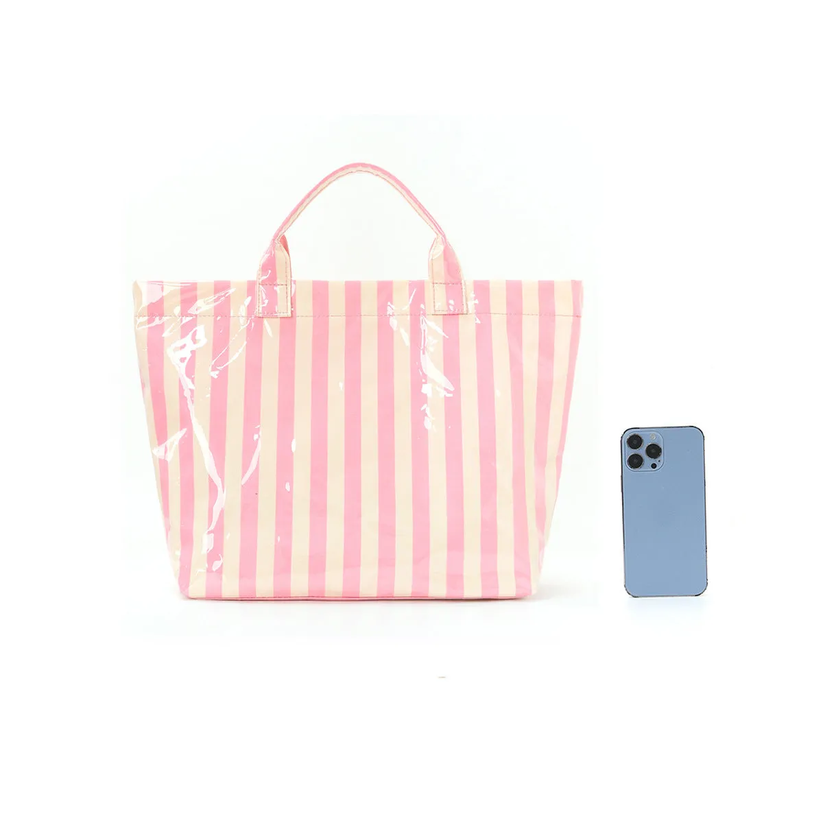 Narwey Striped borsa tote PVC 44 cm con scritta e chiusura