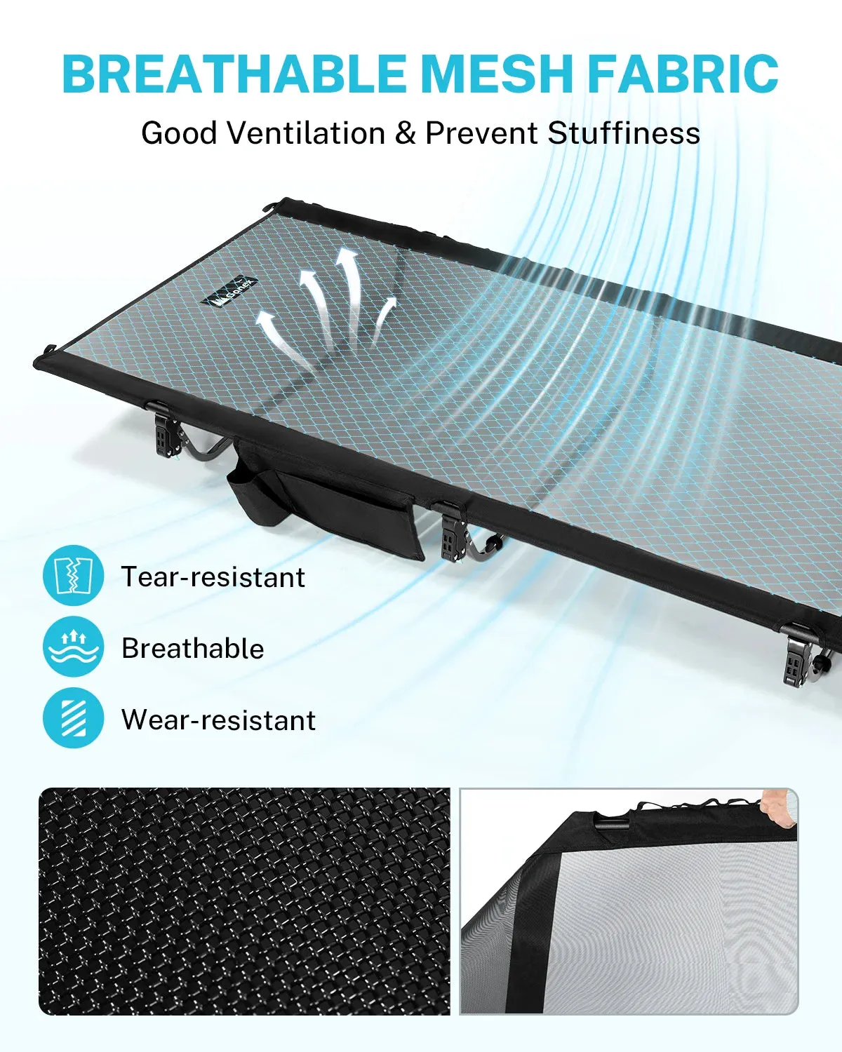 Gonex 31.5 Extra Wide Camping Cot brandina campeggio
