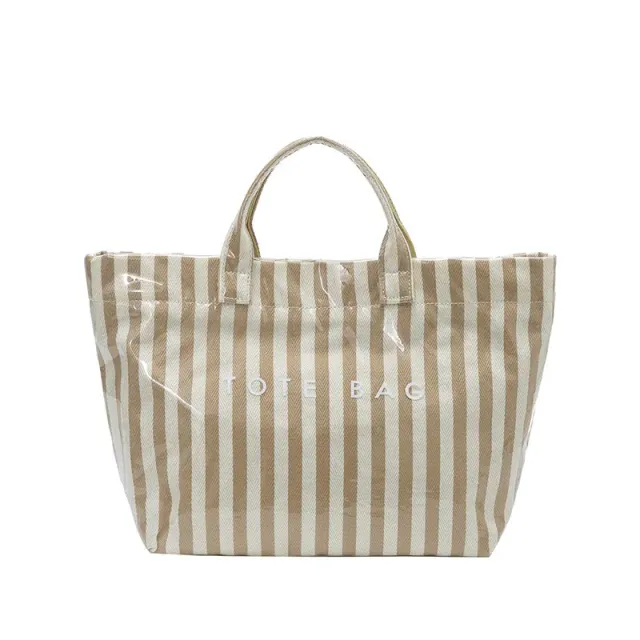 Narwey borsa tote PVC a righe grande