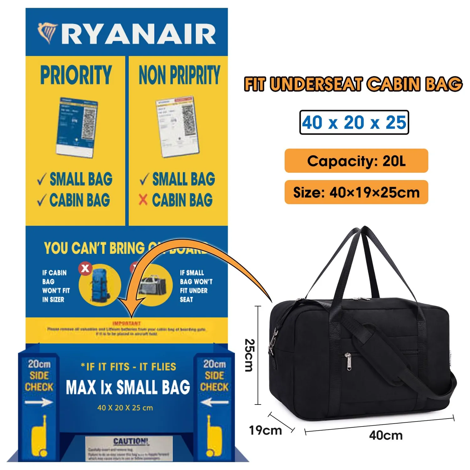 Narwey NW3302 borsone da viaggio Ryanair