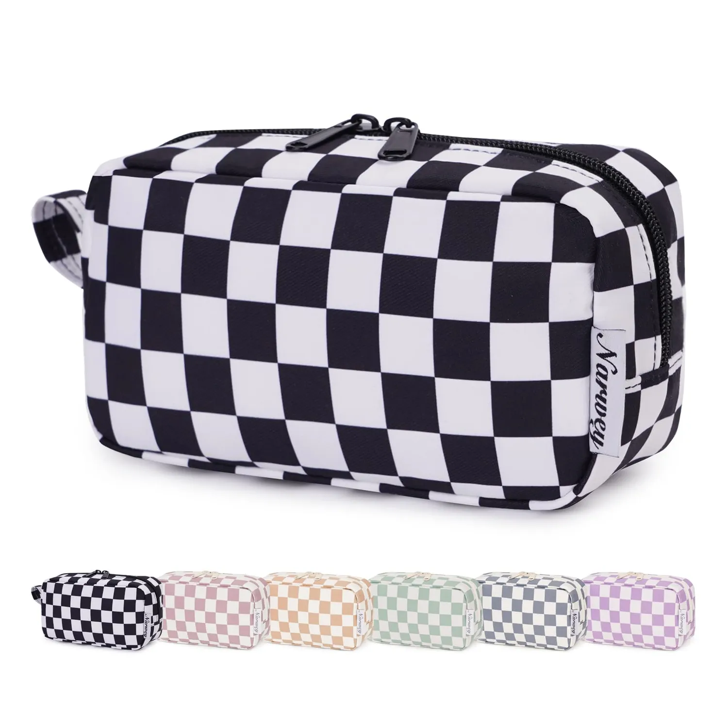 Narwey Mini pochette trucco quadretti 17 cm con tasche