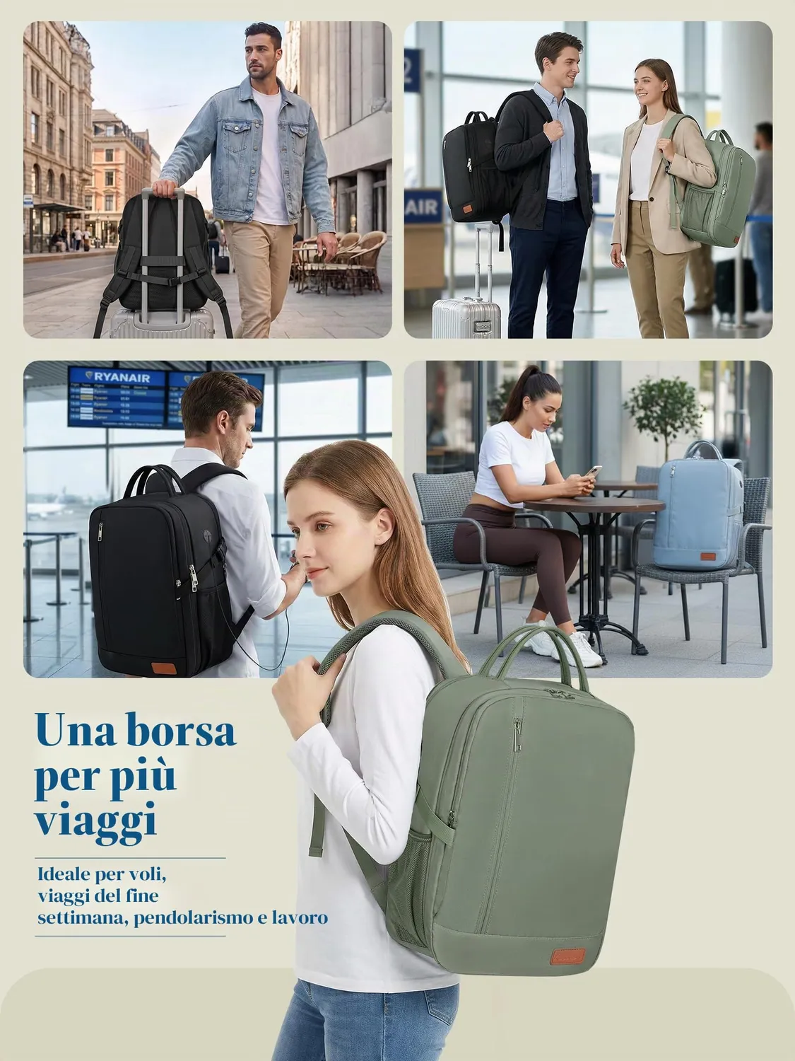 Lossga Zaino per Ryanair 40x30x20 Zaino da Viaggio 40x30x15 45x36x20 zaino cabina