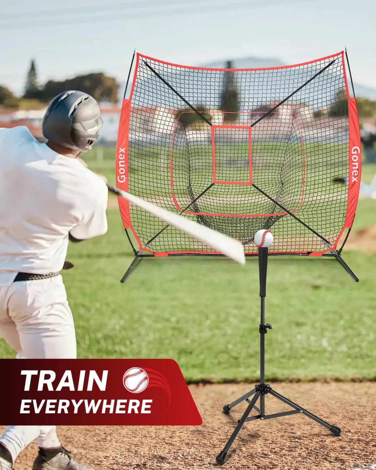 Gonex Rete Baseball 7x7 con Tee Allenamento