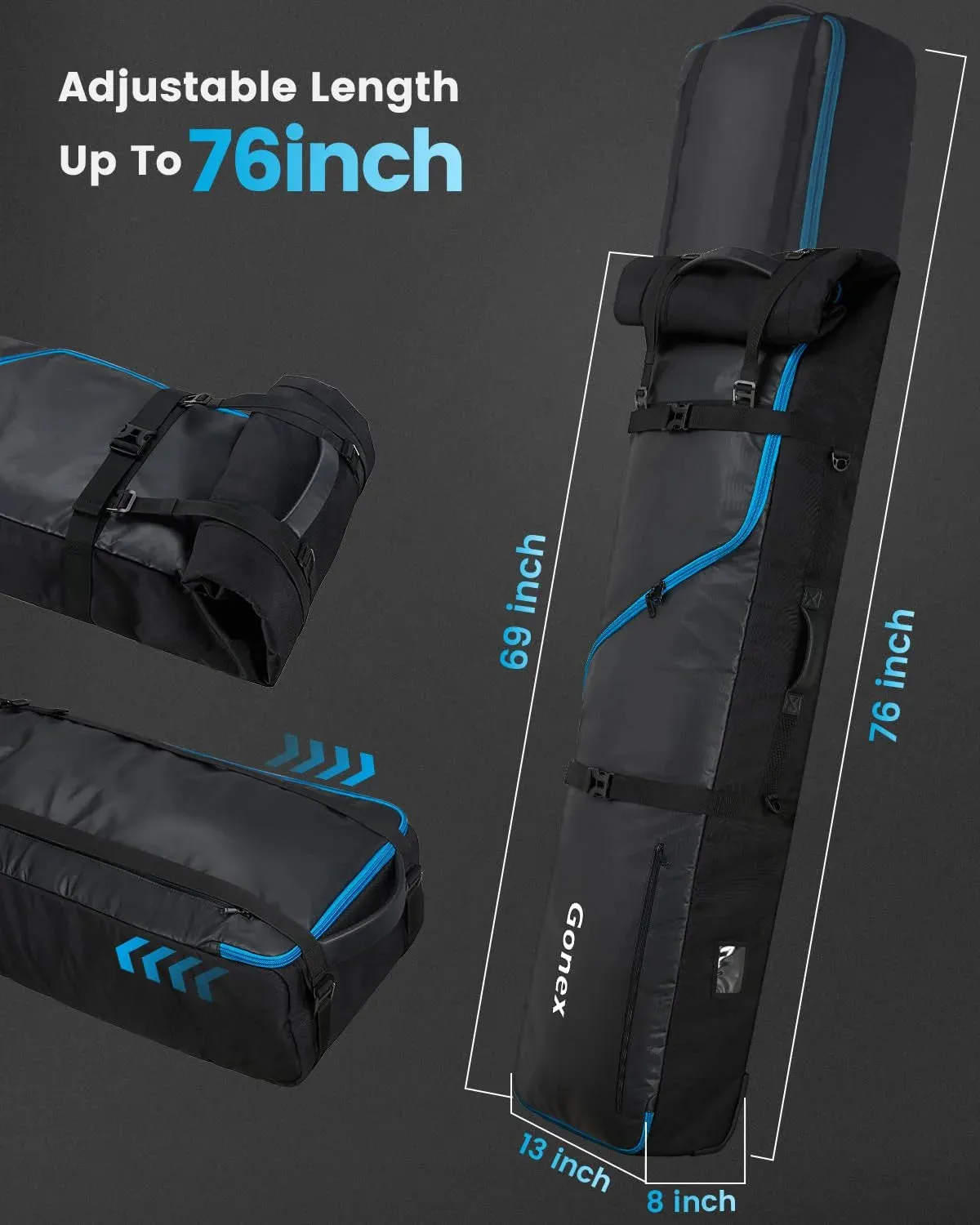 Gonex sacca snowboard con rotelle 190 cm
