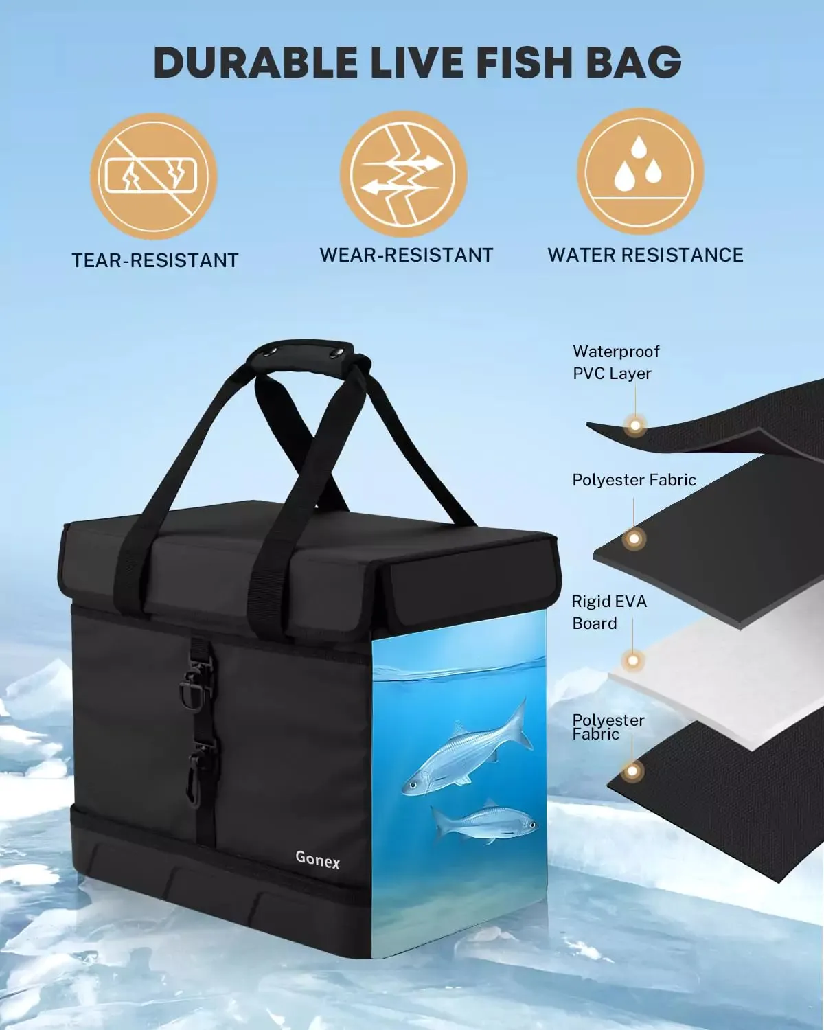 Gonex Borsa Attrezzi Pesca Impermeabile