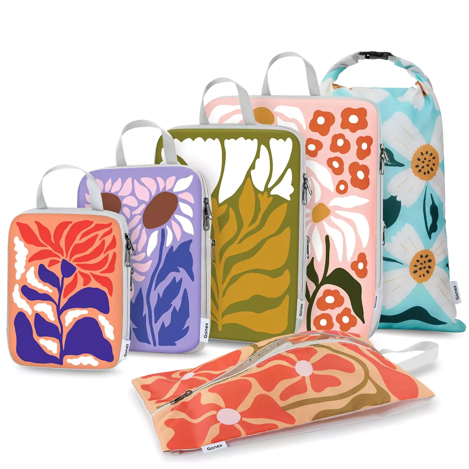 Gonex Organizer Valigia Compressione Floreale