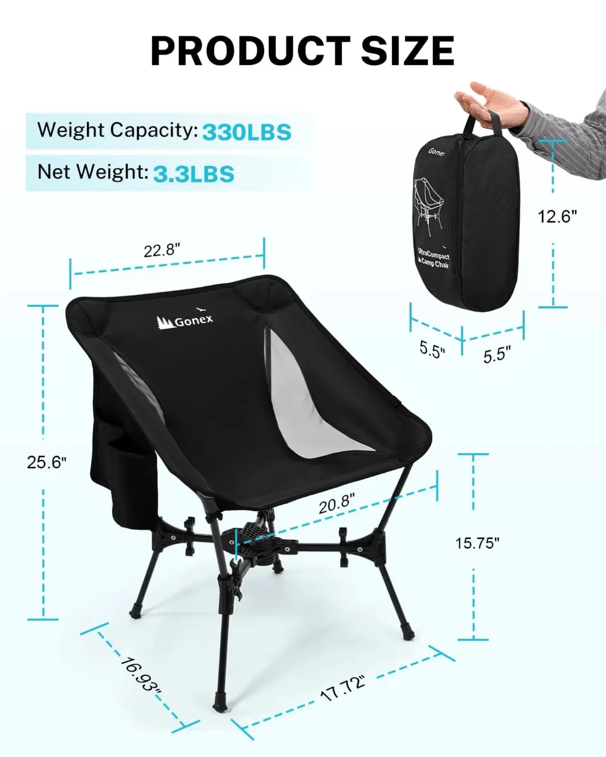 Gonex Sedia Campeggio Pieghevole Portata 150 Kg