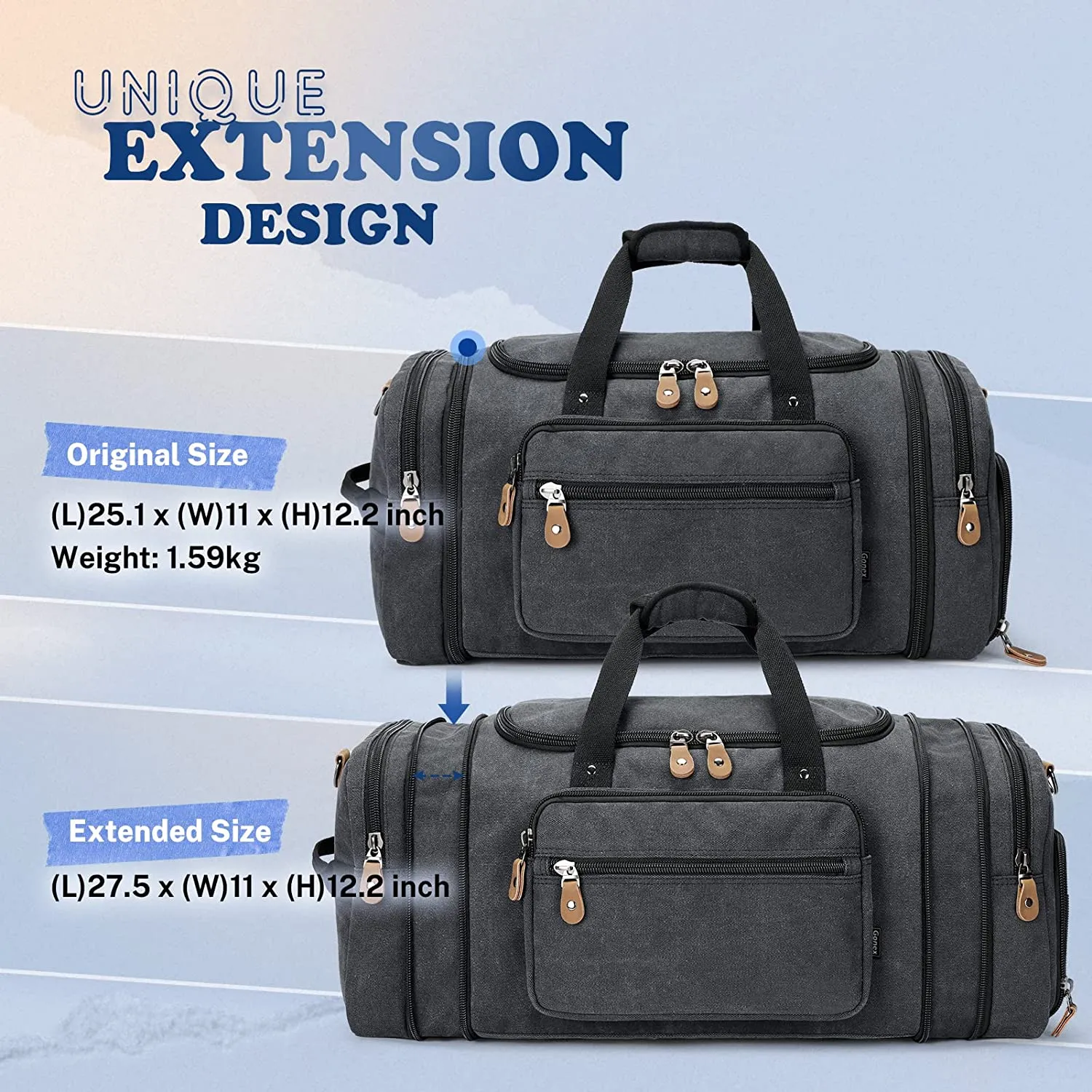 Gonex borsone tela 60L con vano scarpe