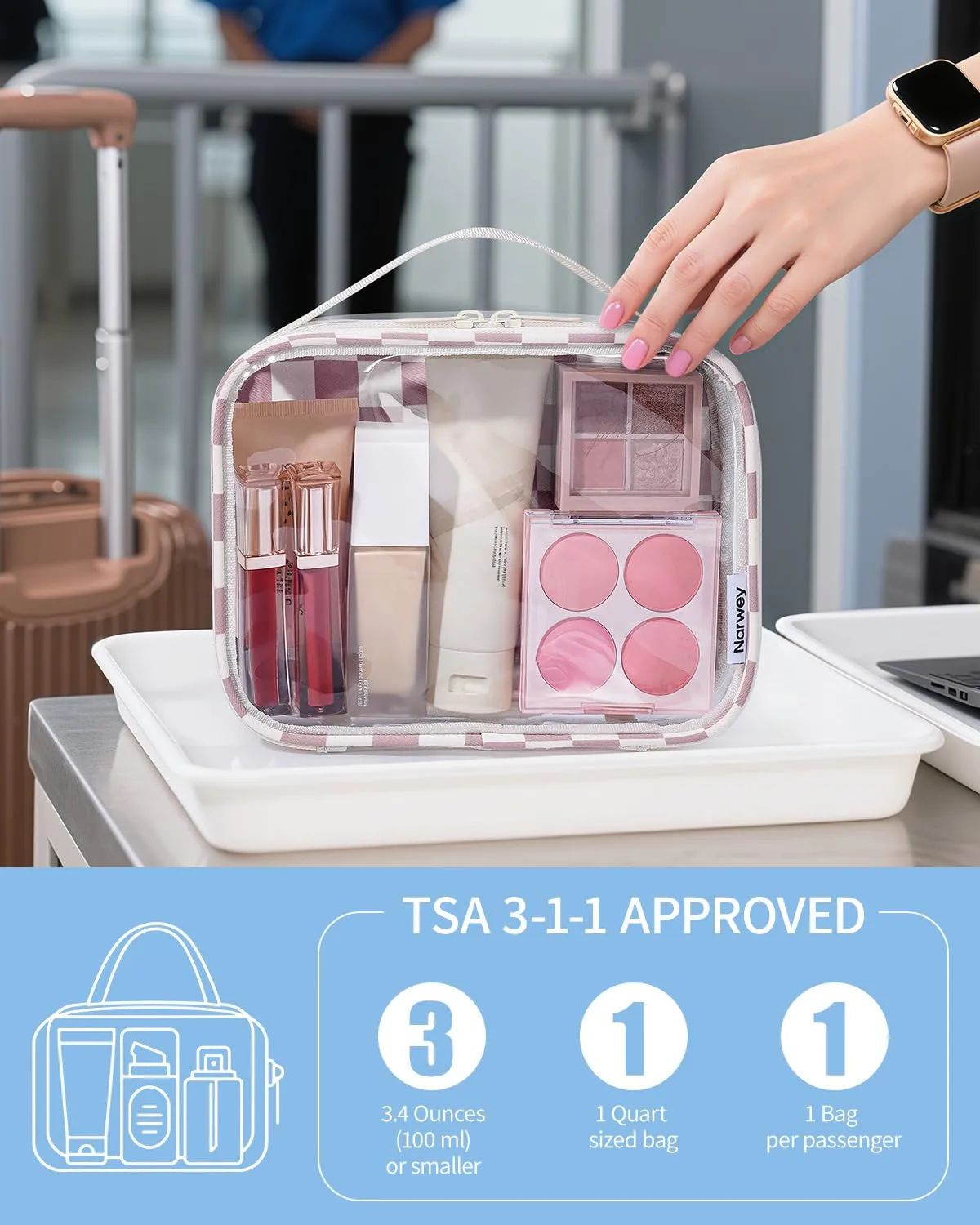 Narwey pochette trasparente TSA PVC da viaggio