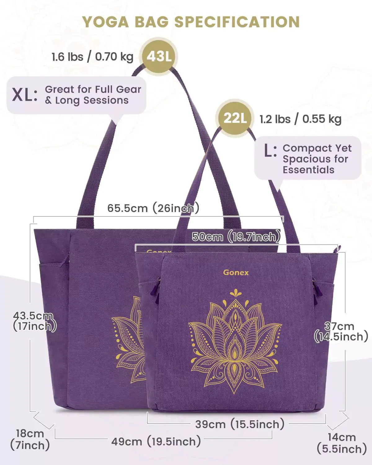 Gonex Borsa Tappetino Yoga con Zip