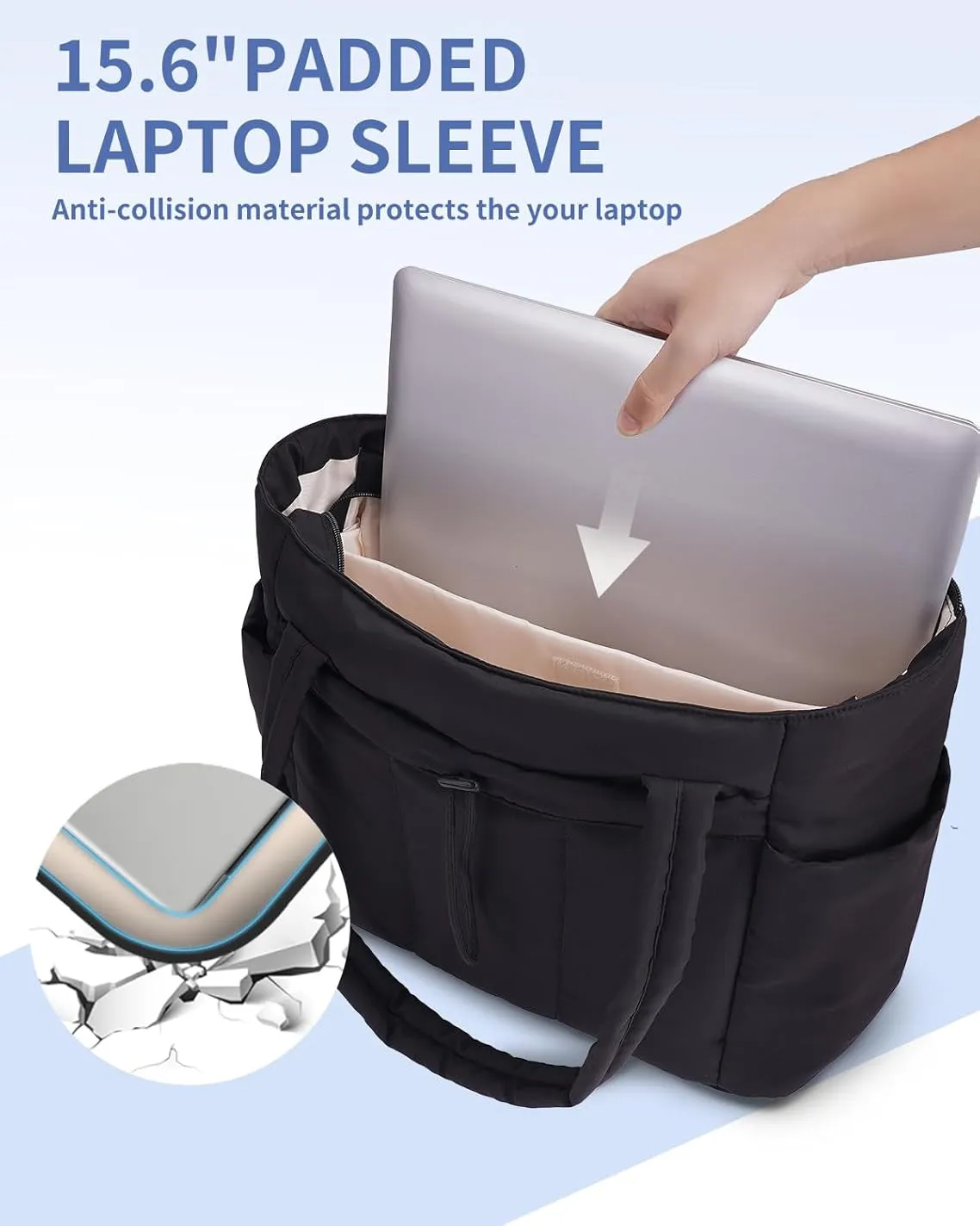Narwey Puffer Tote Bag borsa shopper 20 L porta laptop
