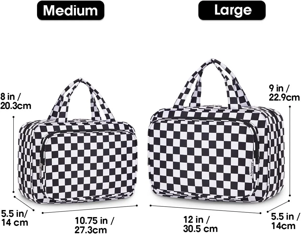 Narwey Beauty Case da Viaggio a Quadri con Gancio