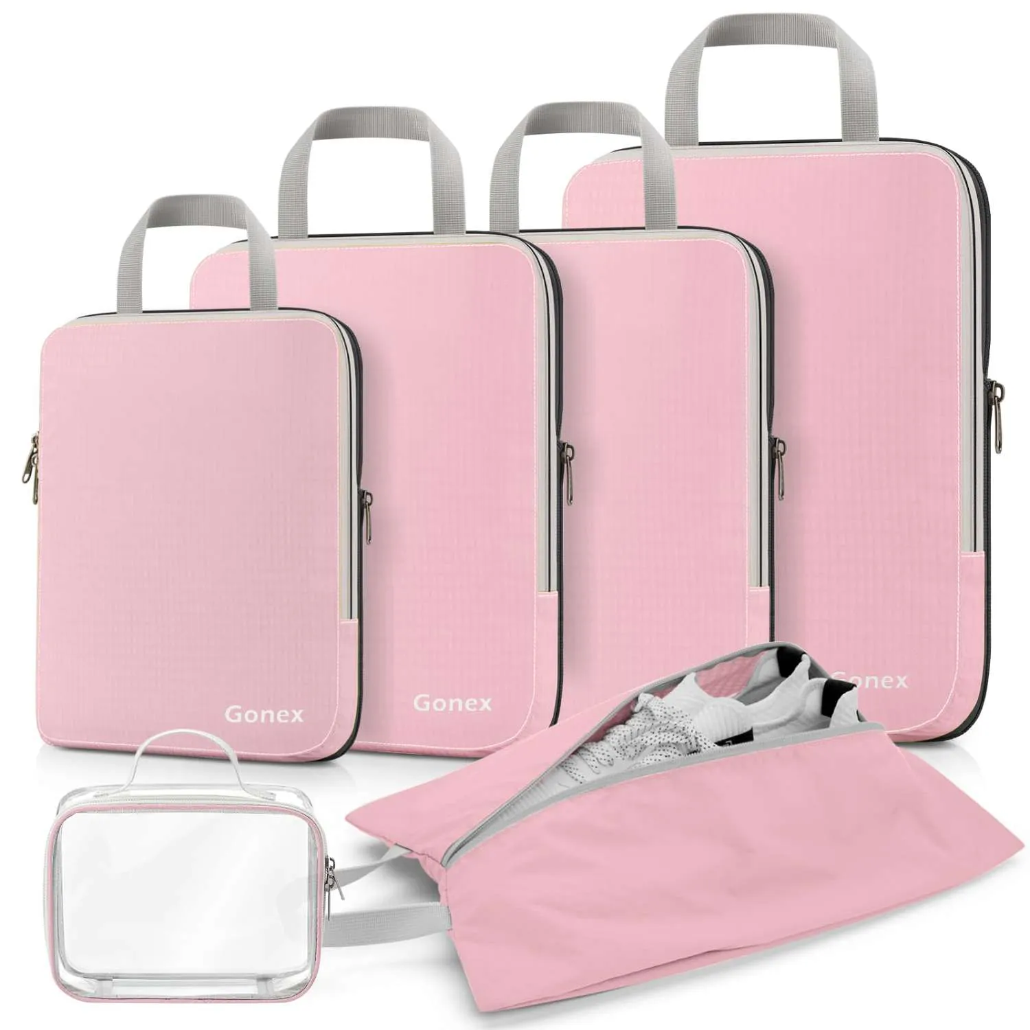 Gonex set packing cubes compressione con beauty case