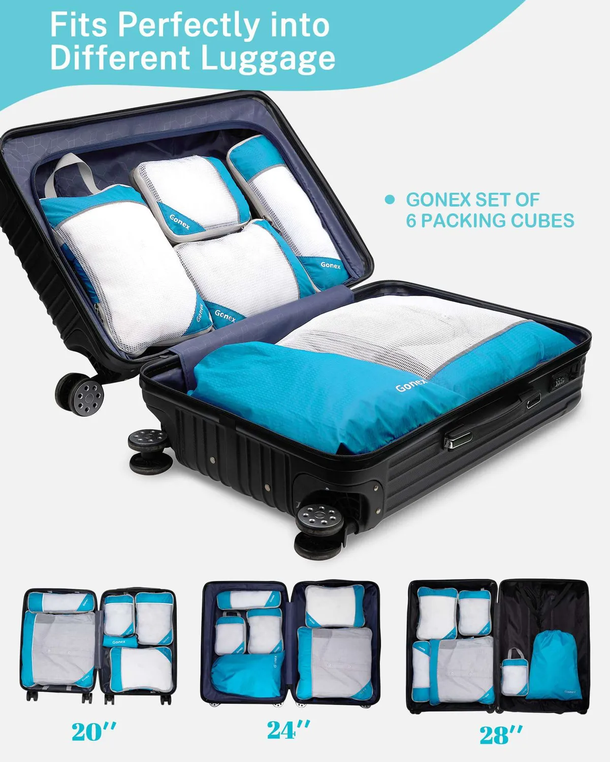 Gonex Compression Packing Cubes cubi valigia
