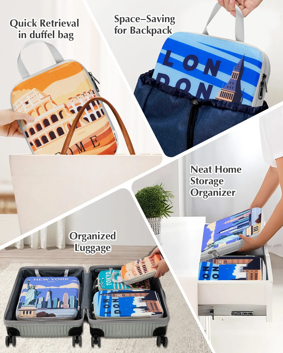 Gonex 6-Piece Compression Packing Cubes organizer valigia 6 pezzi compressione