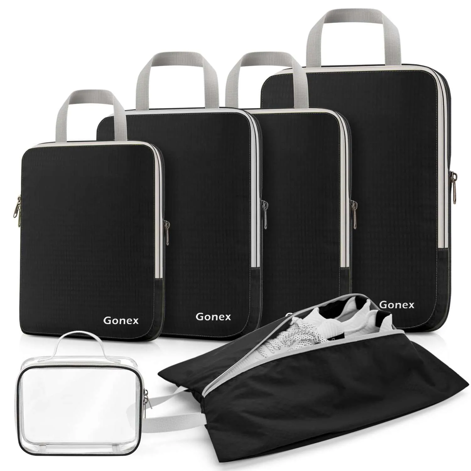 Gonex set packing cubes compressione con beauty case