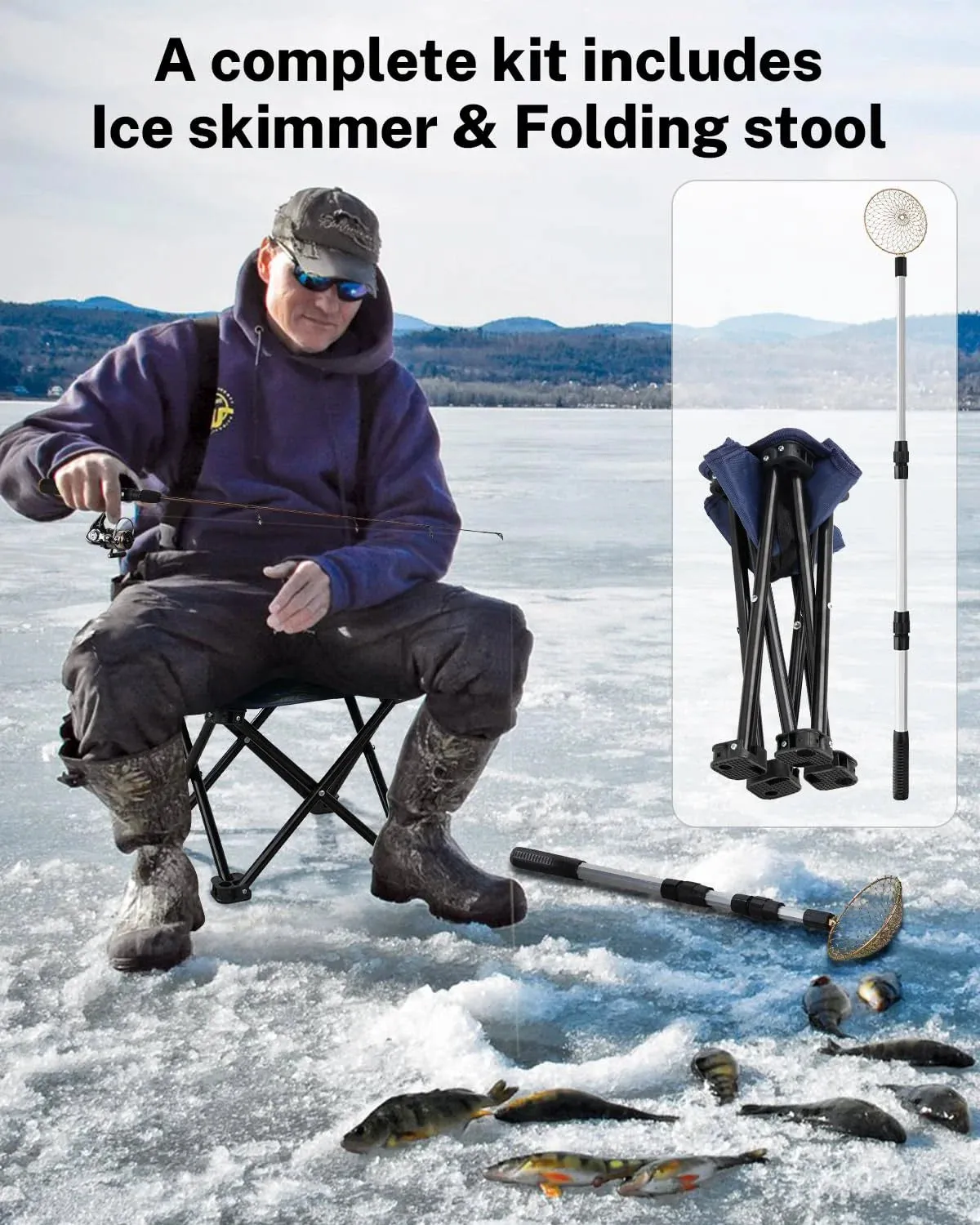 Gonex kit ice fishing canna ghiaccio con accessori