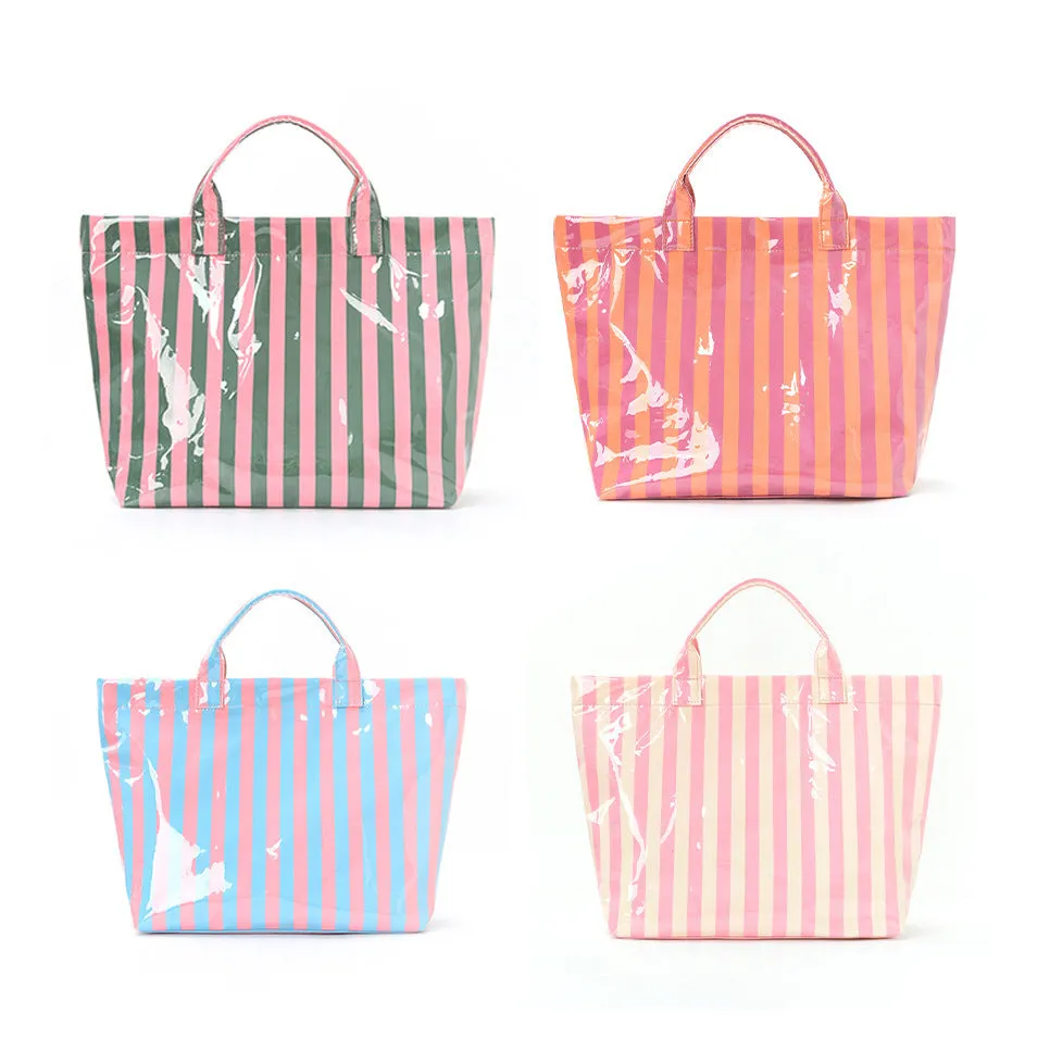 Narwey Striped borsa tote PVC 44 cm con scritta e chiusura