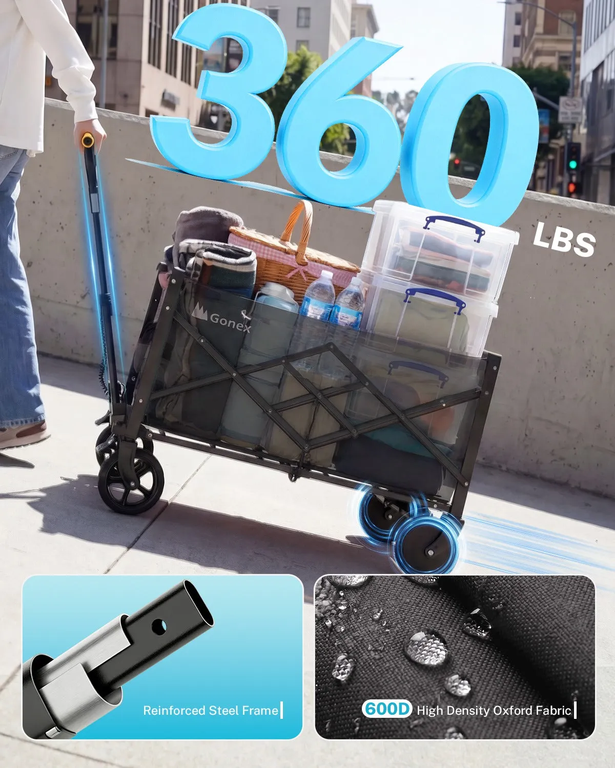 Gonex Carrello Elettrico Pieghevole 36 Pollici Motorizzato