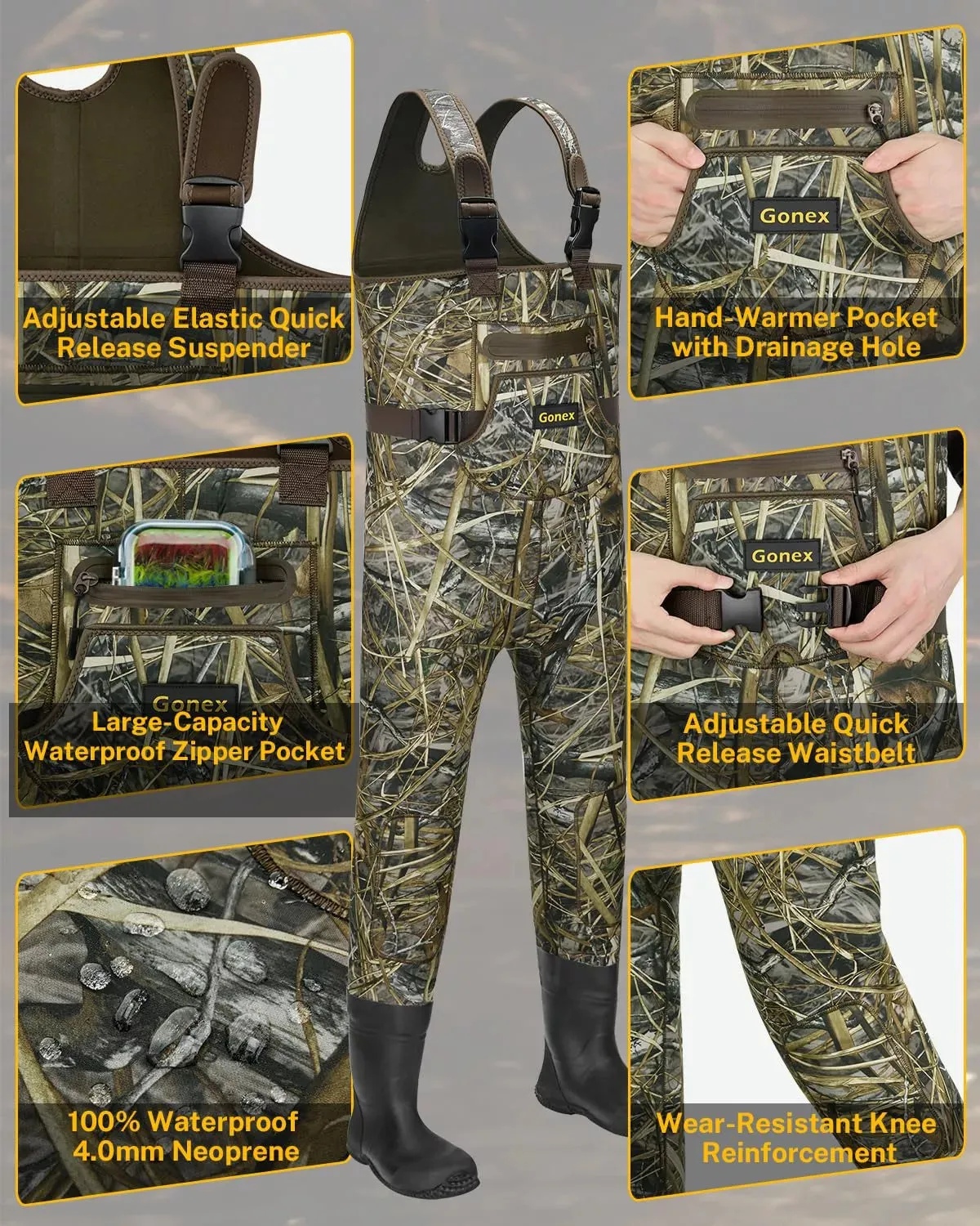 Gonex waders pesca bambini neoprene 4 mm