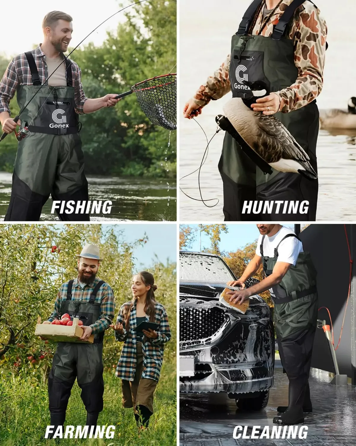 Gonex Stivali Waders PVC da Pesca con Gancio